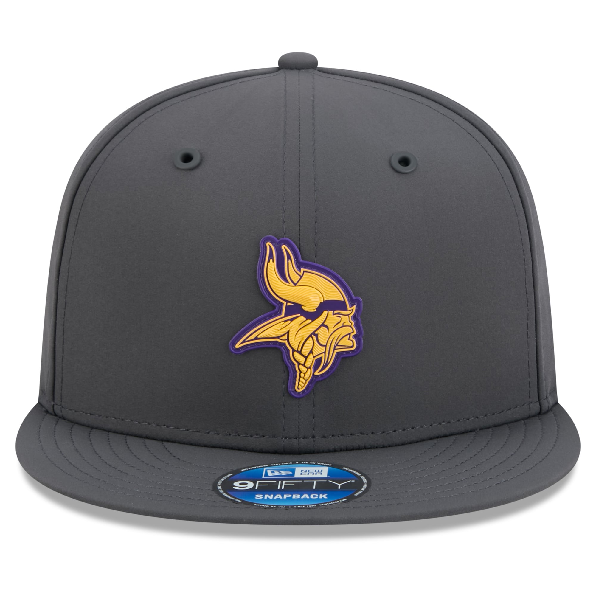 Casquette snapback New Era 9FIFTY pour homme, couleur anthracite, Minnesota Vikings 2026, idéale pour les temps froids.