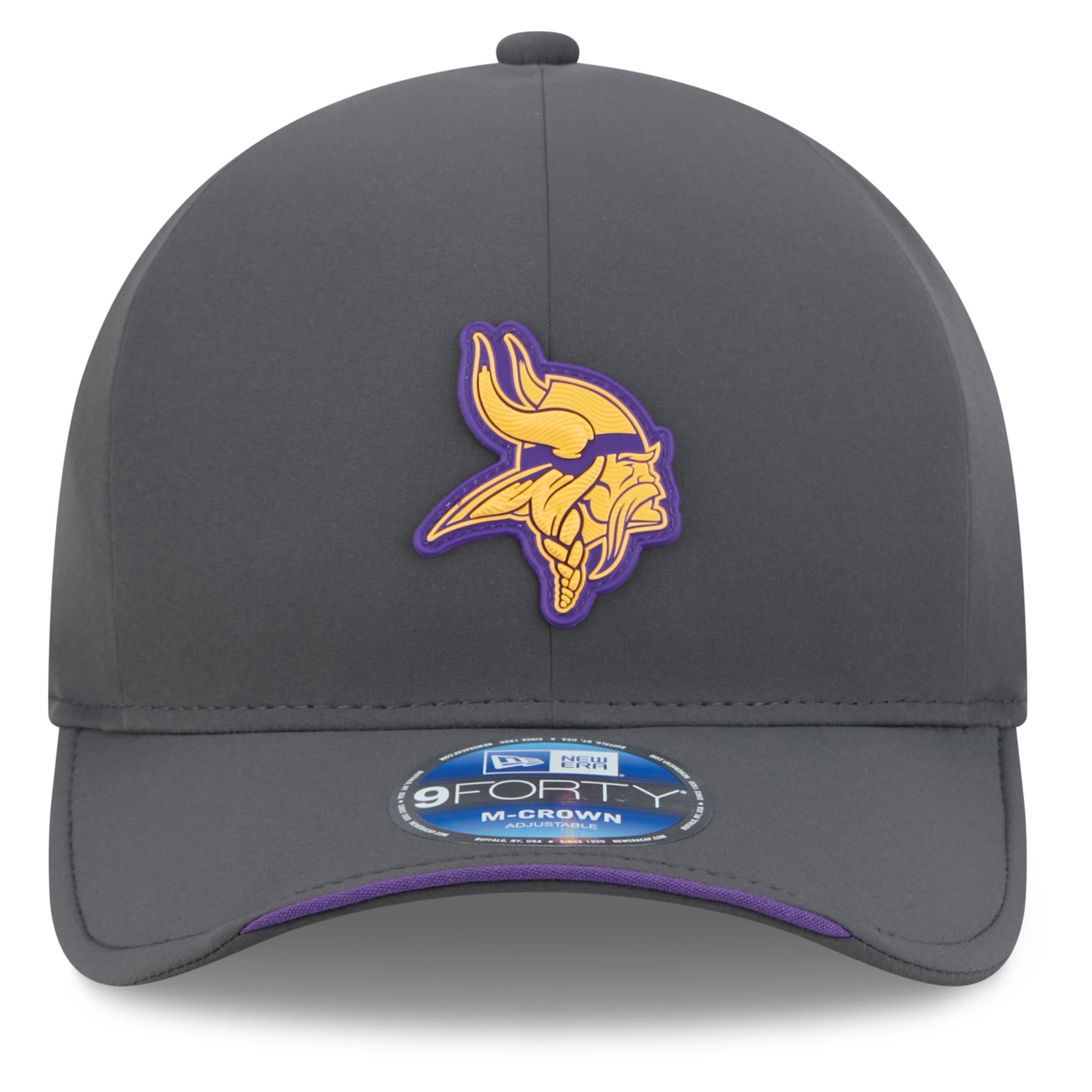 Casquette ajustable New Era 9FORTY M-Crown pour homme, couleur anthracite, Minnesota Vikings 2026, idéale pour les temps froids.