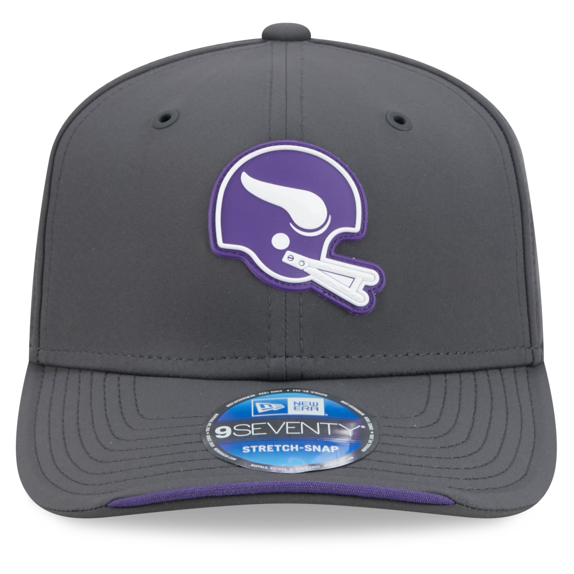 Casquette ajustable New Era anthracite Minnesota Vikings 2026 Sideline pour temps froid 9SEVENTY