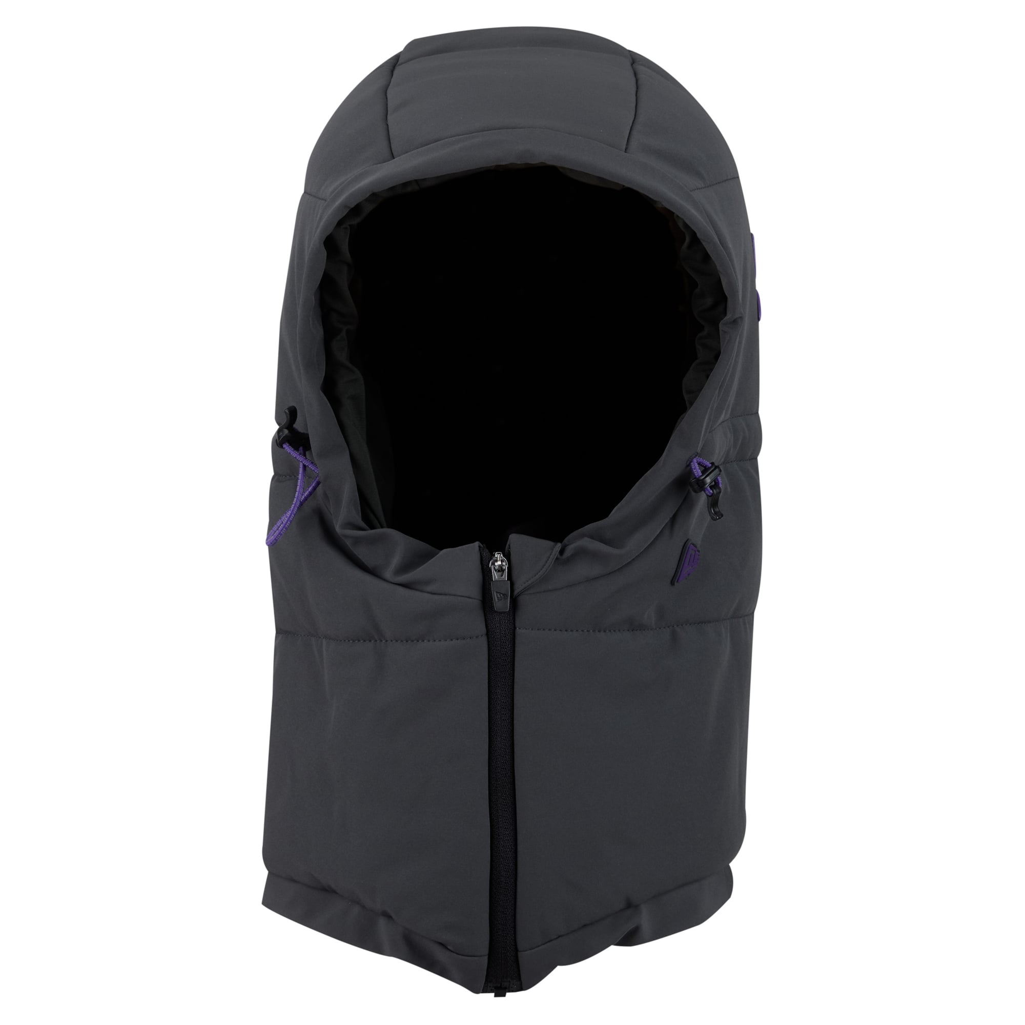 Sweat à capuche matelassé ajustable New Era pour homme, couleur anthracite, Minnesota Vikings 2026 Sideline, idéal pour temps froid.