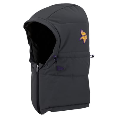Minnesota Vikings New Era 2026 Sideline Cold Weather  Adjustable Quilted Hood - Charcoal