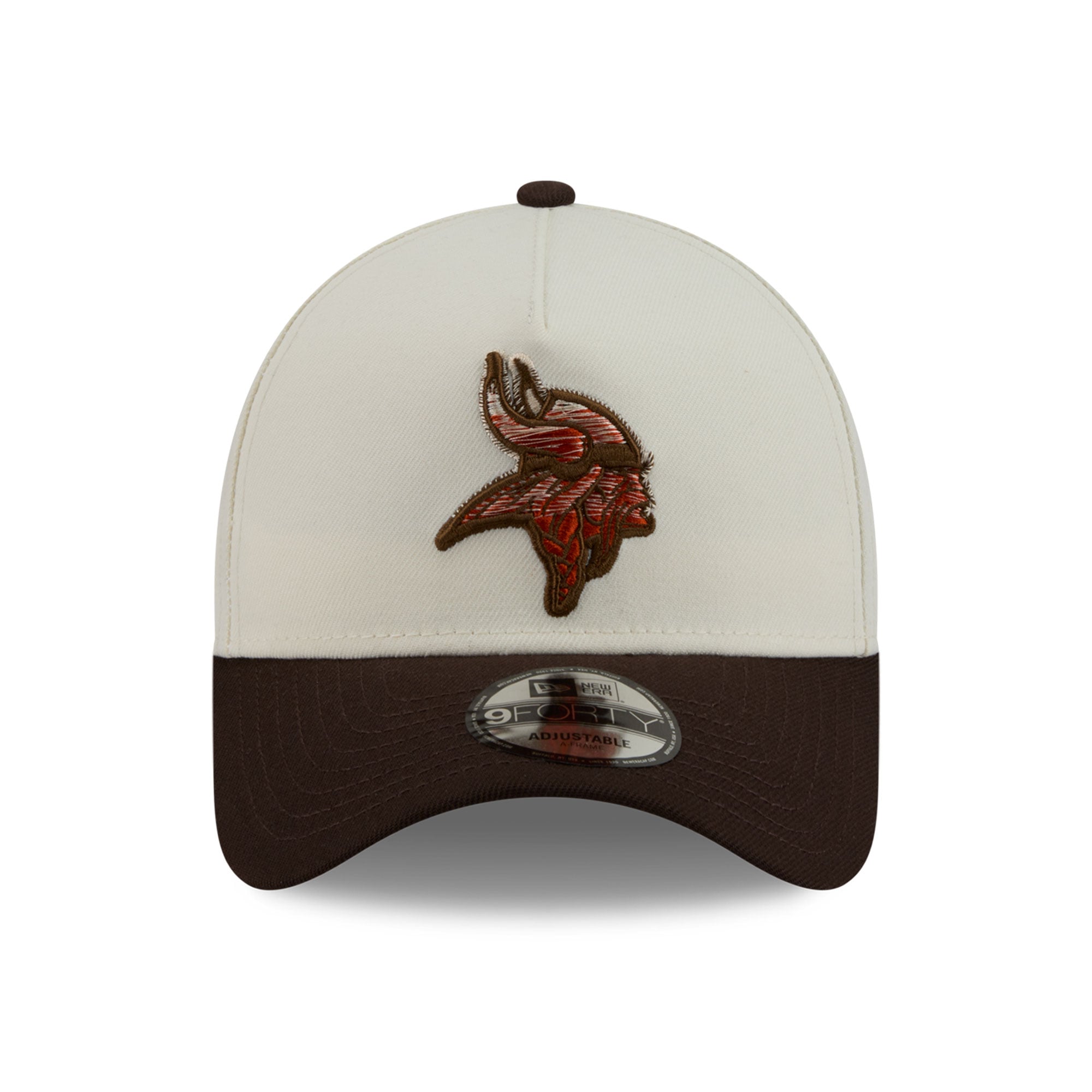 Men's New Era Cream/Brown Minnesota Vikings Pumpkin Spice A-Frame 9FORTY Adjustable Hat