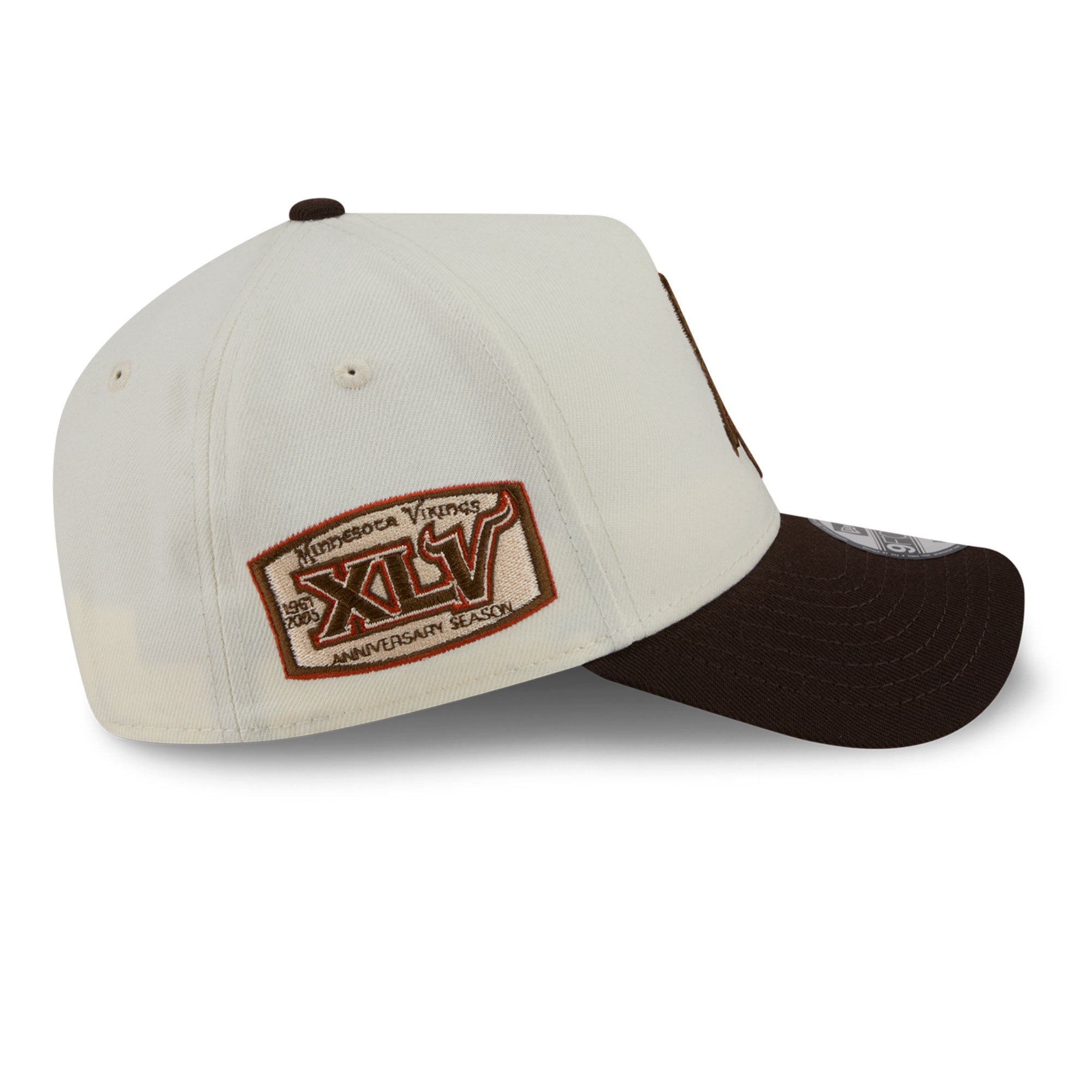 Men's New Era Cream/Brown Minnesota Vikings Pumpkin Spice A-Frame 9FORTY Adjustable Hat