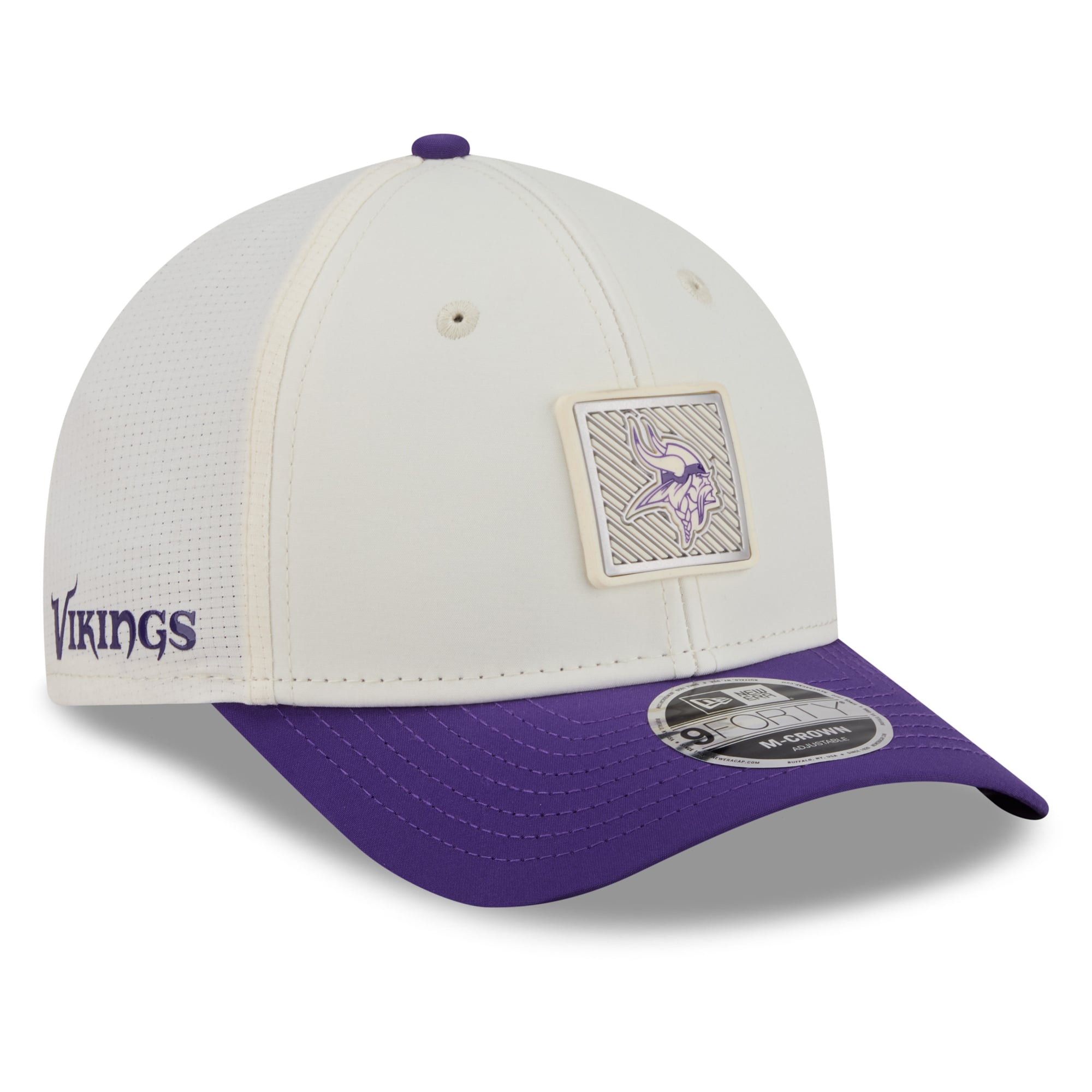 Casquette ajustable New Era crème/violette Minnesota Vikings 2026 NFL Training Camp 9FORTY pour homme