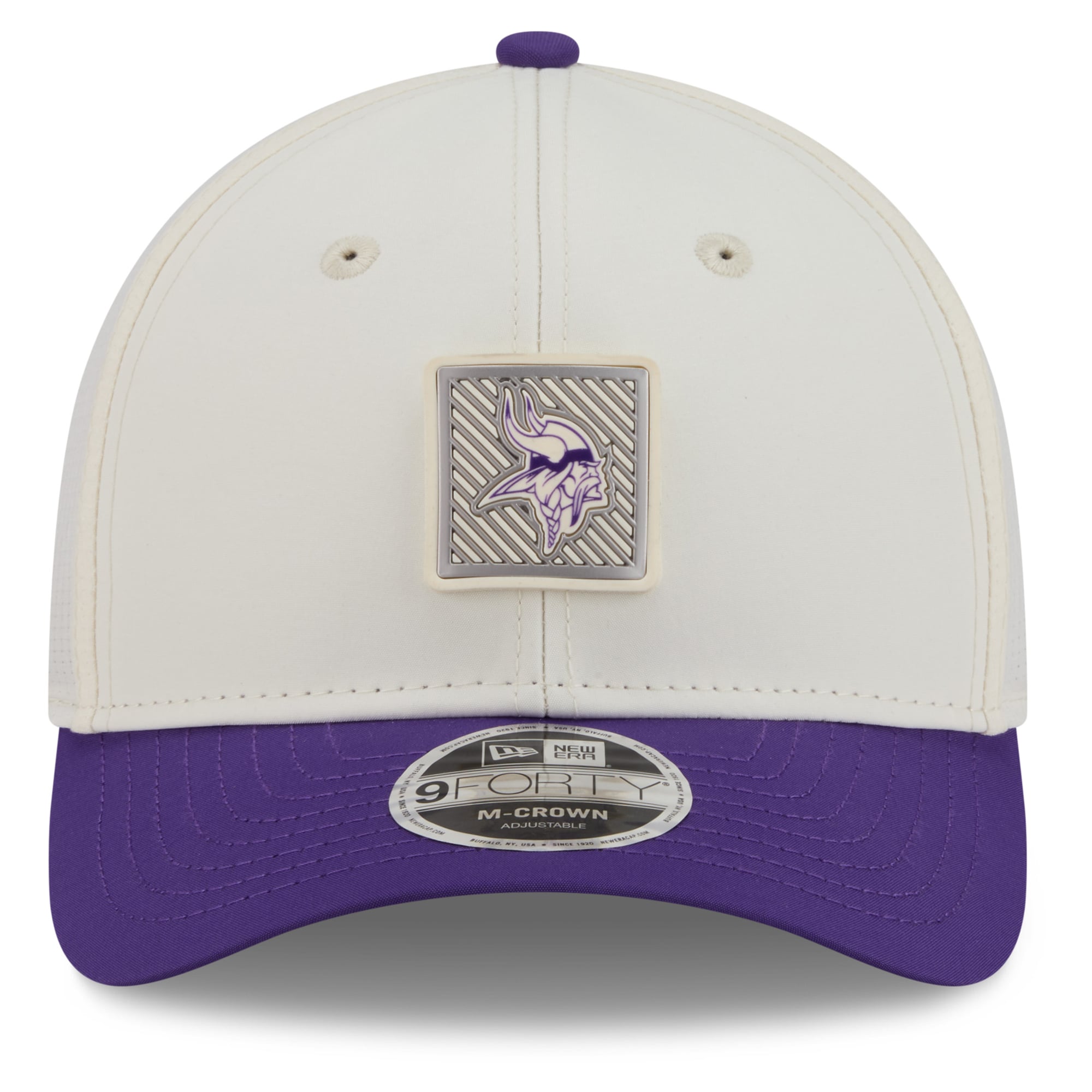 Casquette ajustable New Era crème/violette Minnesota Vikings 2026 NFL Training Camp 9FORTY pour homme