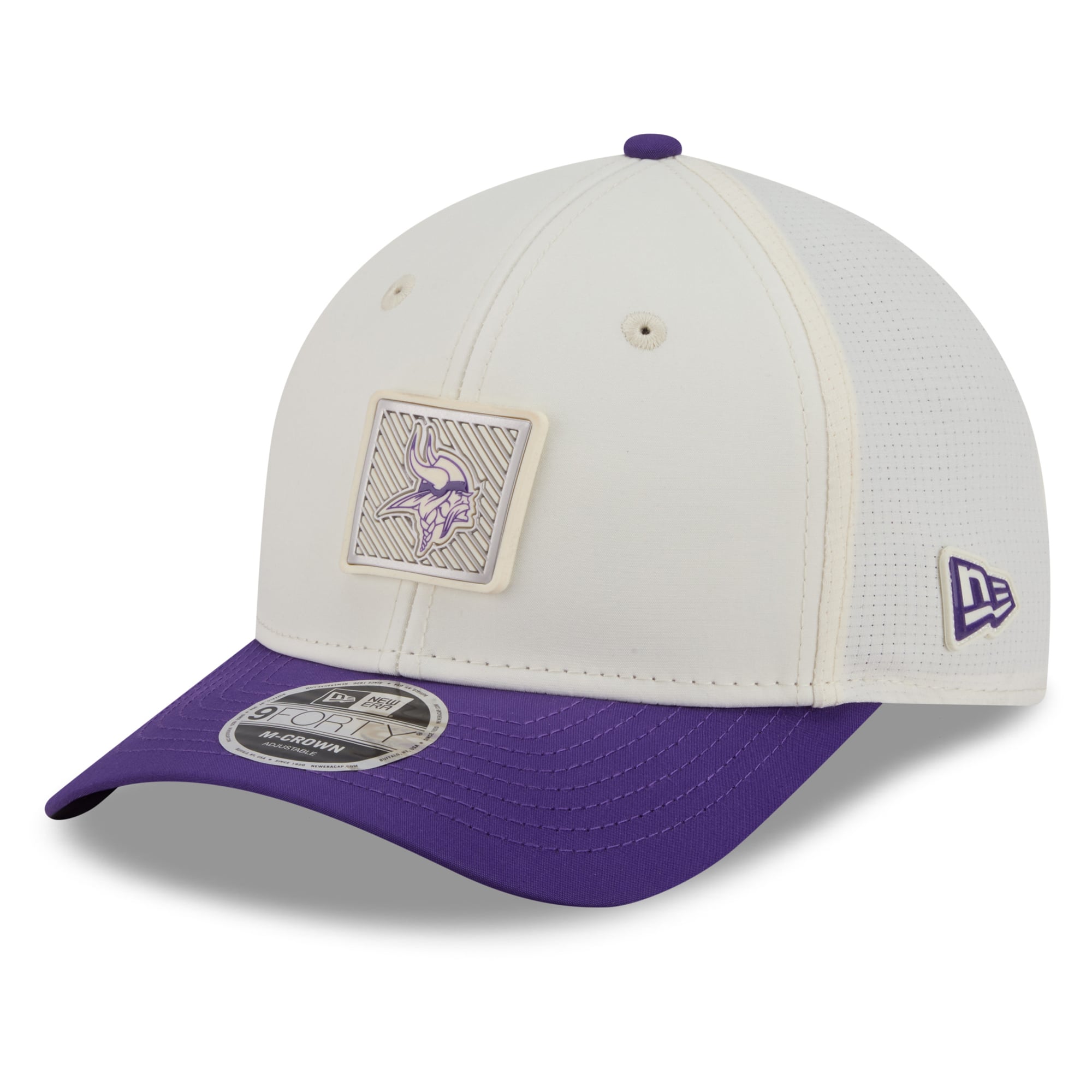 Casquette ajustable New Era crème/violette Minnesota Vikings 2026 NFL Training Camp 9FORTY pour homme