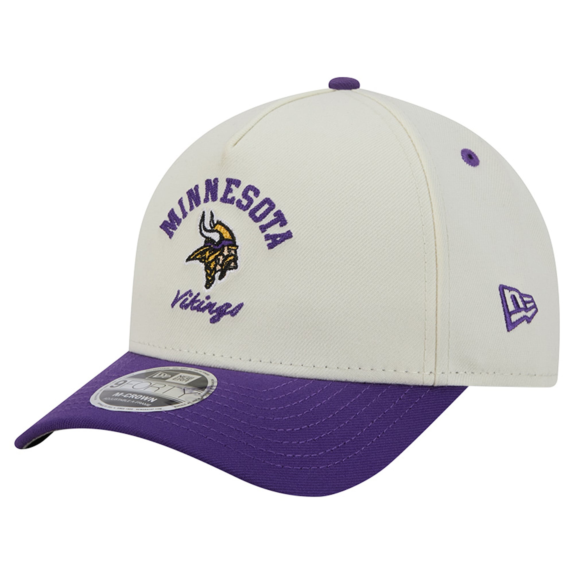 Casquette ajustable New Era crème/violette Minnesota Vikings Arch 9FORTY A-Frame M-Crown pour homme