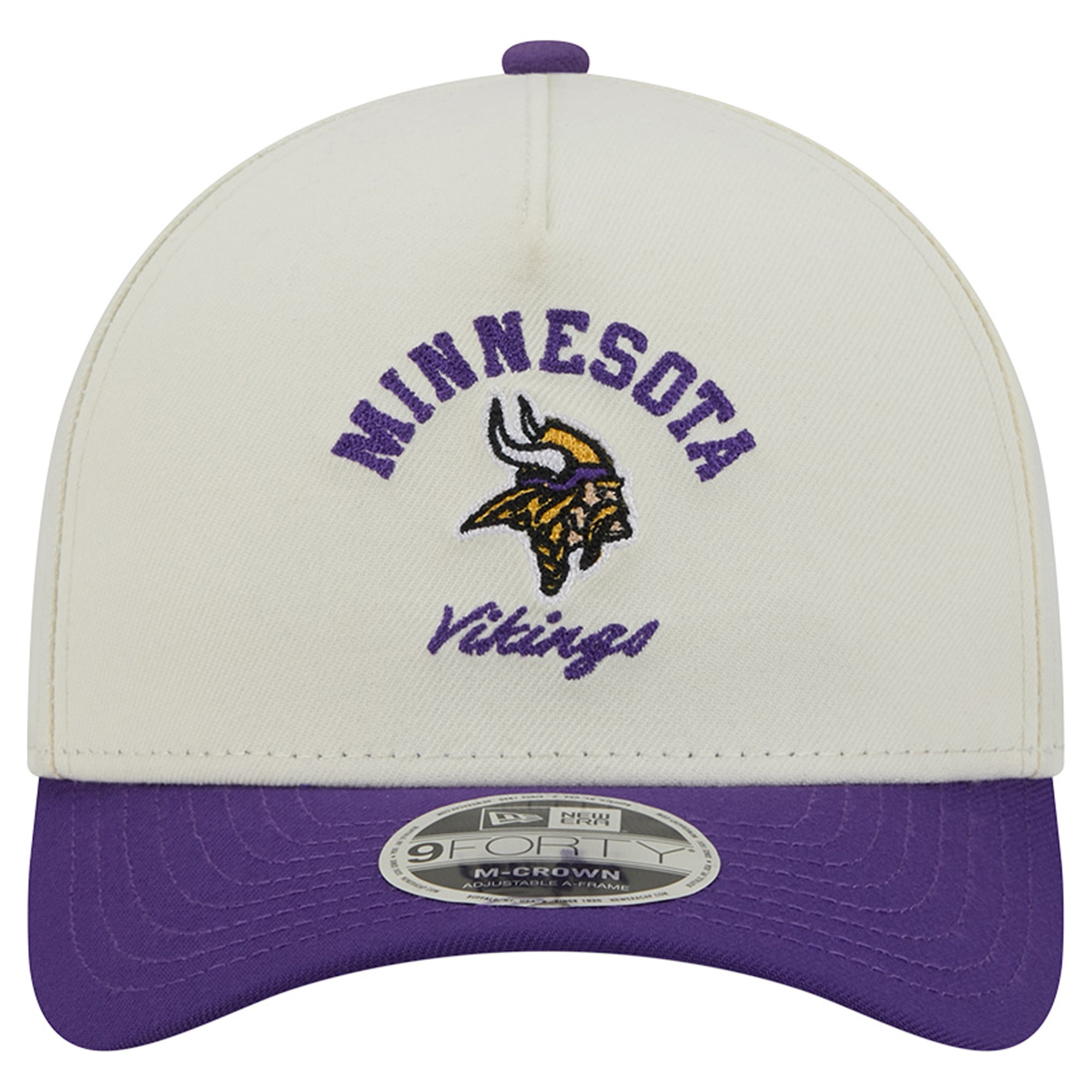 Casquette ajustable New Era crème/violette Minnesota Vikings Arch 9FORTY A-Frame M-Crown pour homme