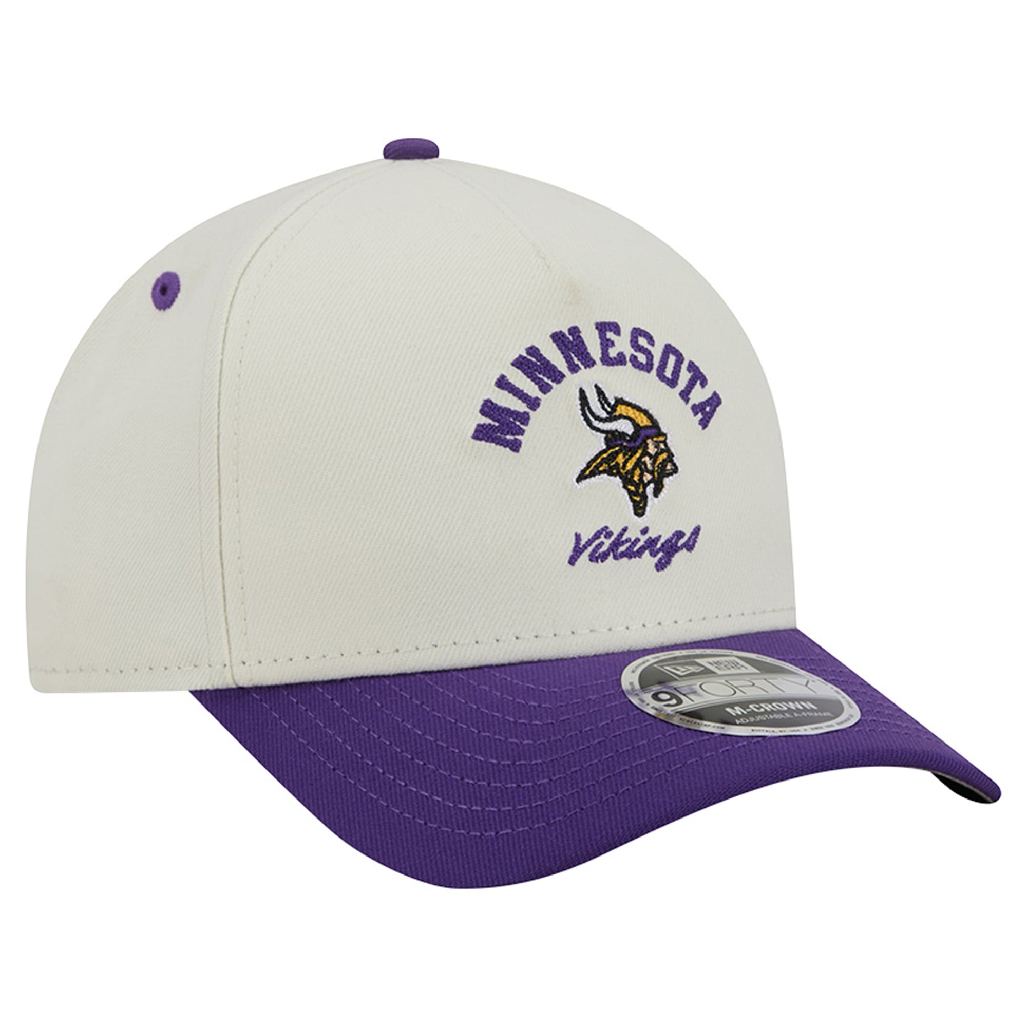Casquette ajustable New Era crème/violette Minnesota Vikings Arch 9FORTY A-Frame M-Crown pour homme