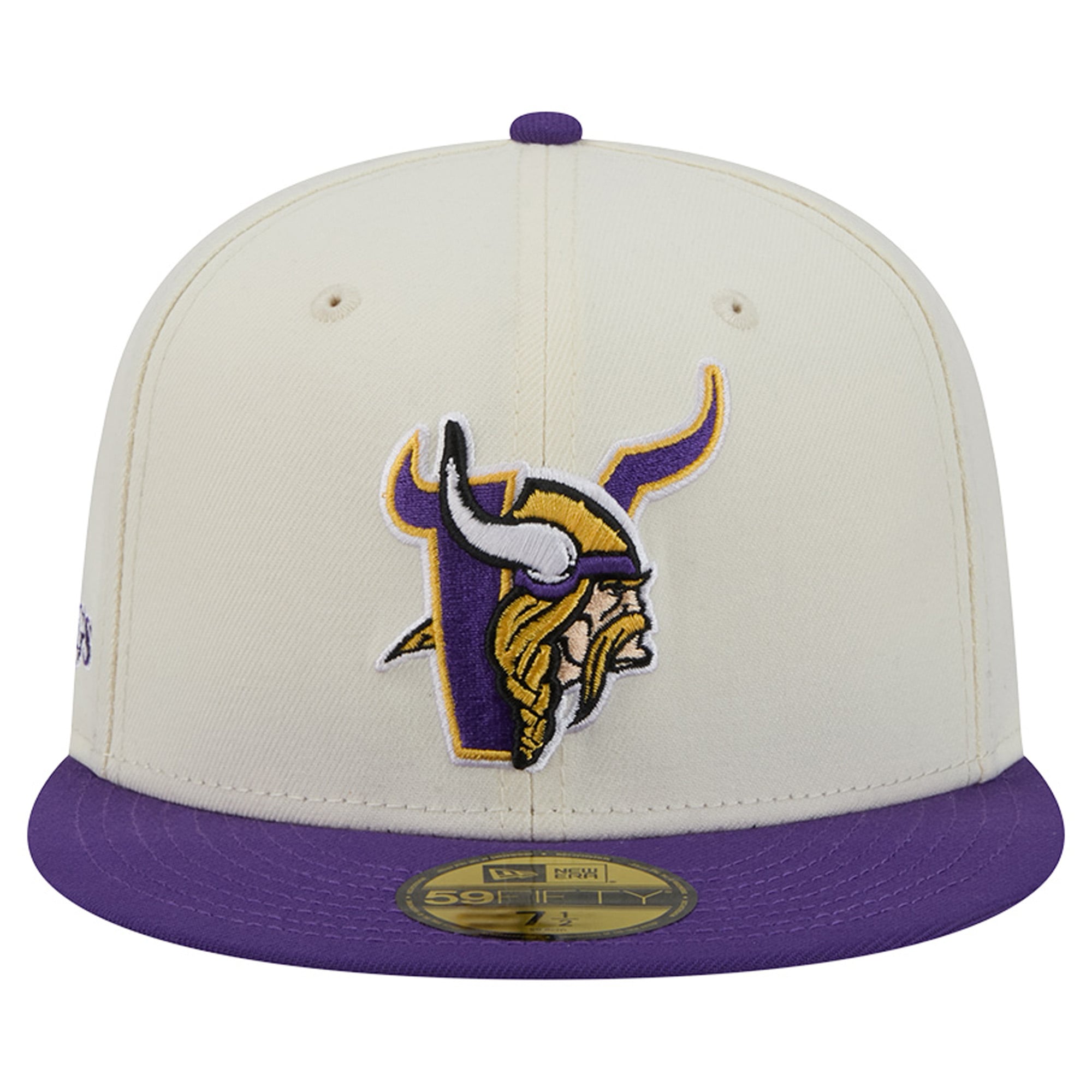 Casquette ajustée New Era Deceptor 59FIFTY crème/violette pour homme, Minnesota Vikings
