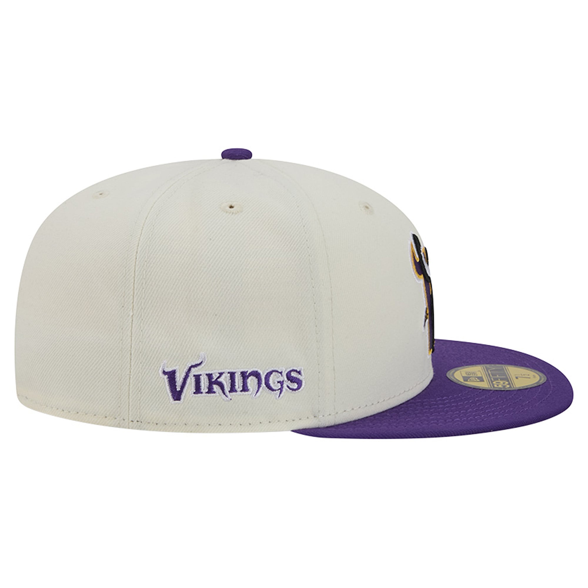 Casquette ajustée New Era Deceptor 59FIFTY crème/violette pour homme, Minnesota Vikings