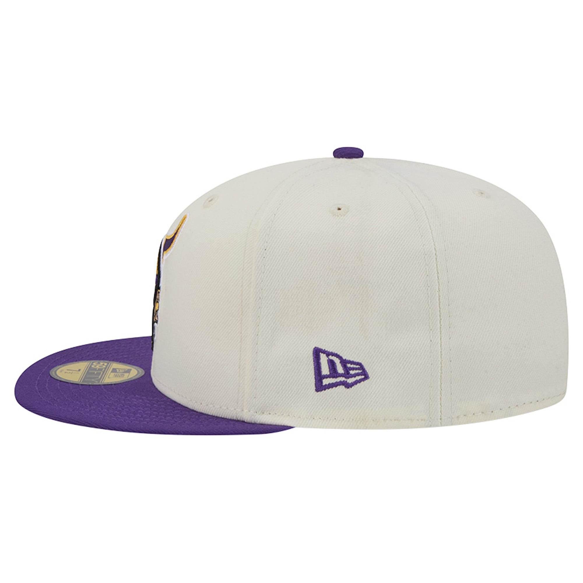Casquette ajustée New Era Deceptor 59FIFTY crème/violette pour homme, Minnesota Vikings