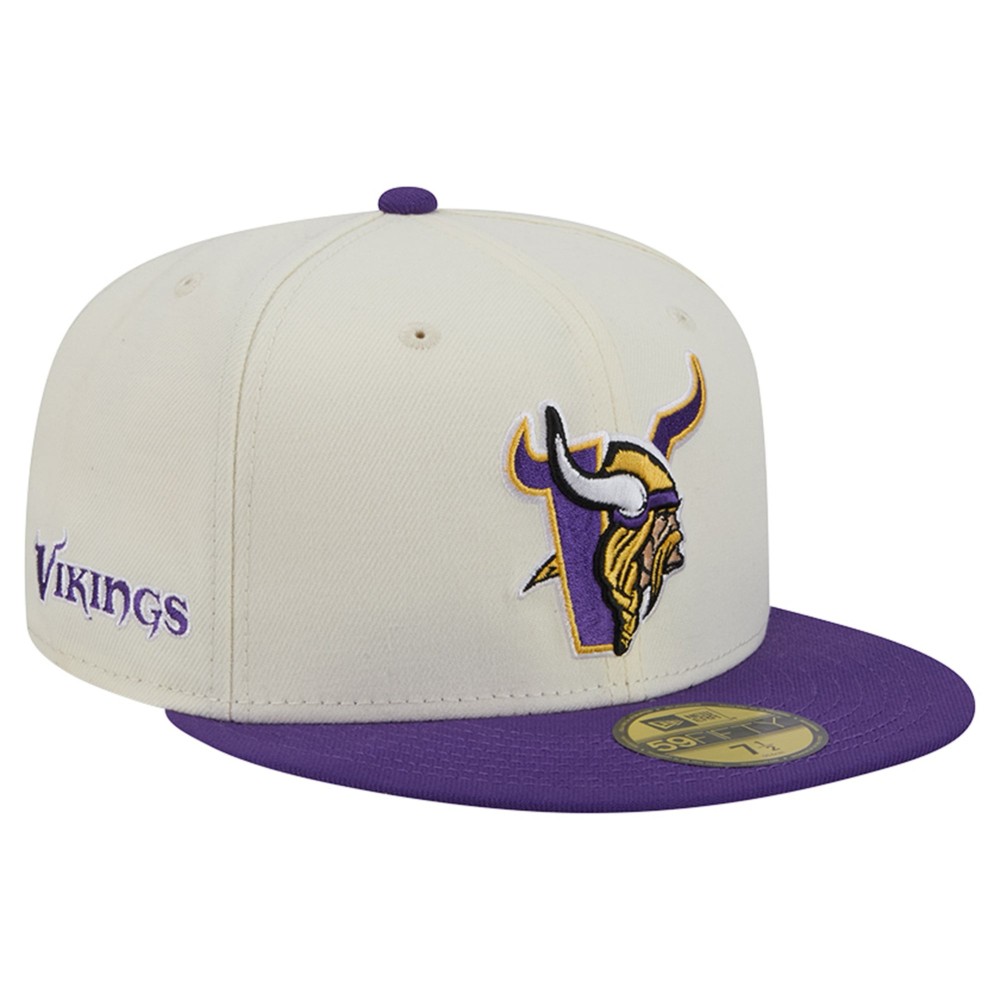 Casquette ajustée New Era Deceptor 59FIFTY crème/violette pour homme, Minnesota Vikings
