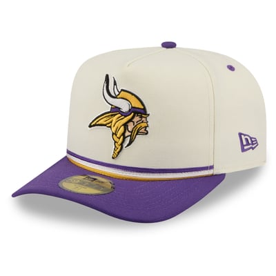 Minnesota Vikings New Era Vintage A-Frame 59FIFTY Fitted Hat - Cream/Purple