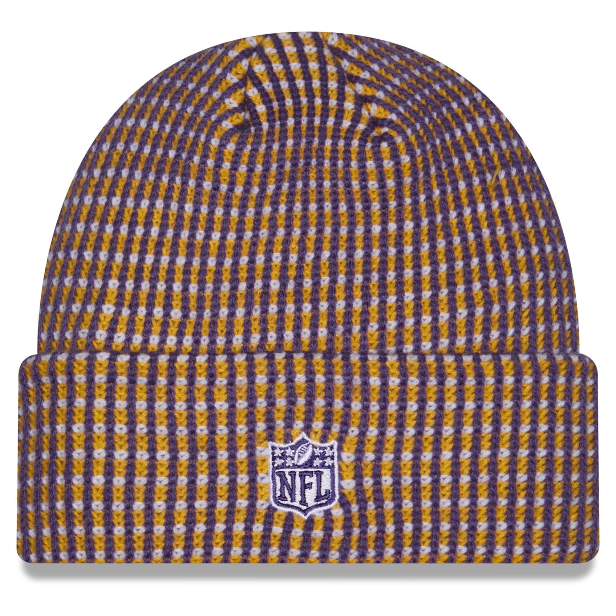 Men's New Era Gold Minnesota Vikings 2026 Sideline Cold Weather Throwback Cuffed Knit Hat