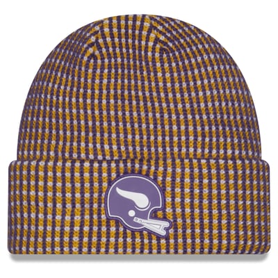 Minnesota Vikings New Era 2026 Sideline Cold Weather Throwback Cuffed Knit Hat - Gold