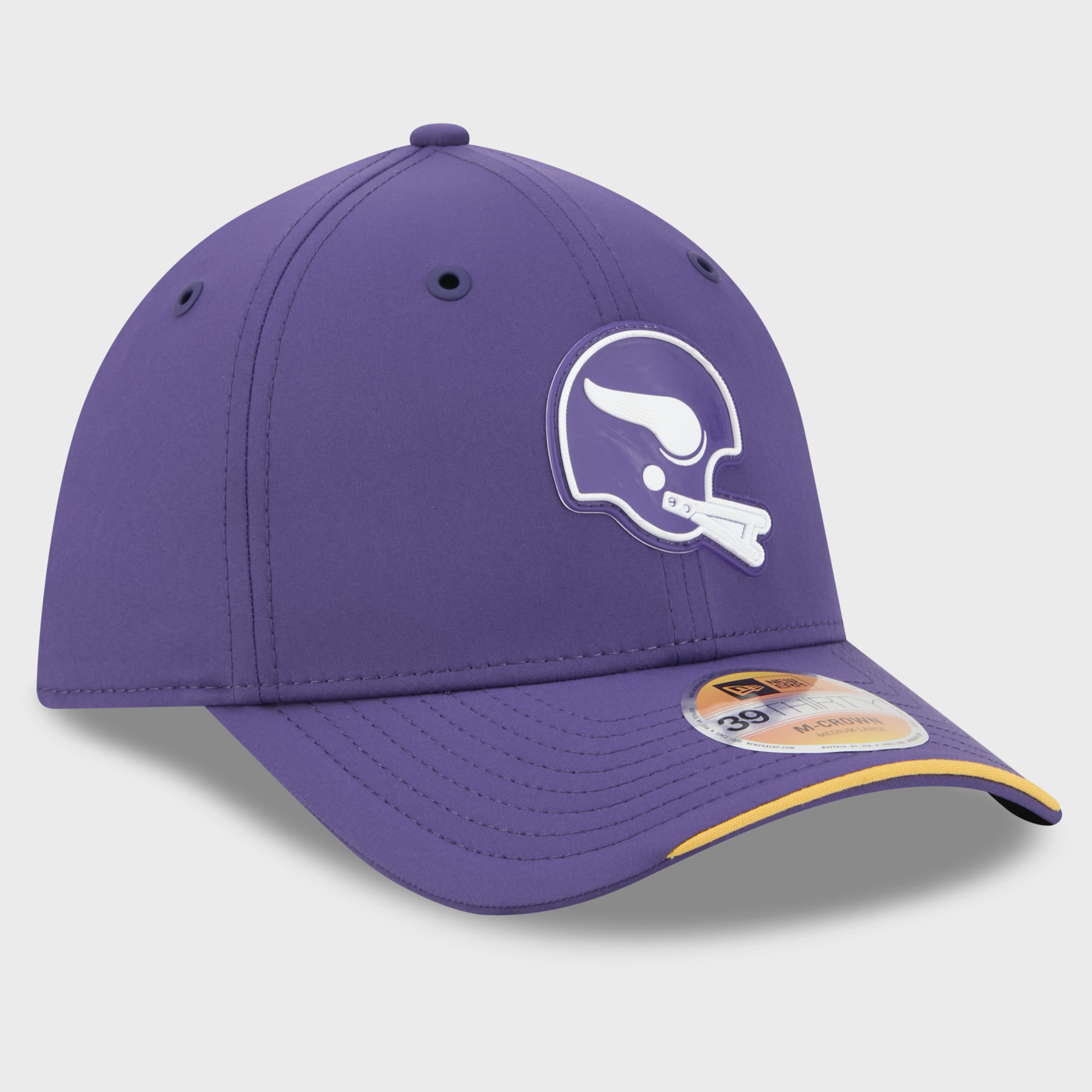 Casquette New Era violette Minnesota Vikings 2026 Sideline Throwback 39THIRTY M-Crown Flex pour homme