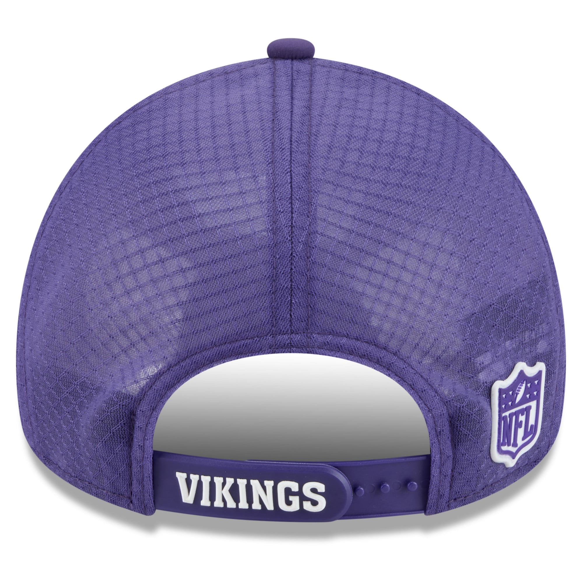 Men's New Era Purple Minnesota Vikings 2026 Sideline Throwback Apex 9FORTY Adjustable Trucker Hat
