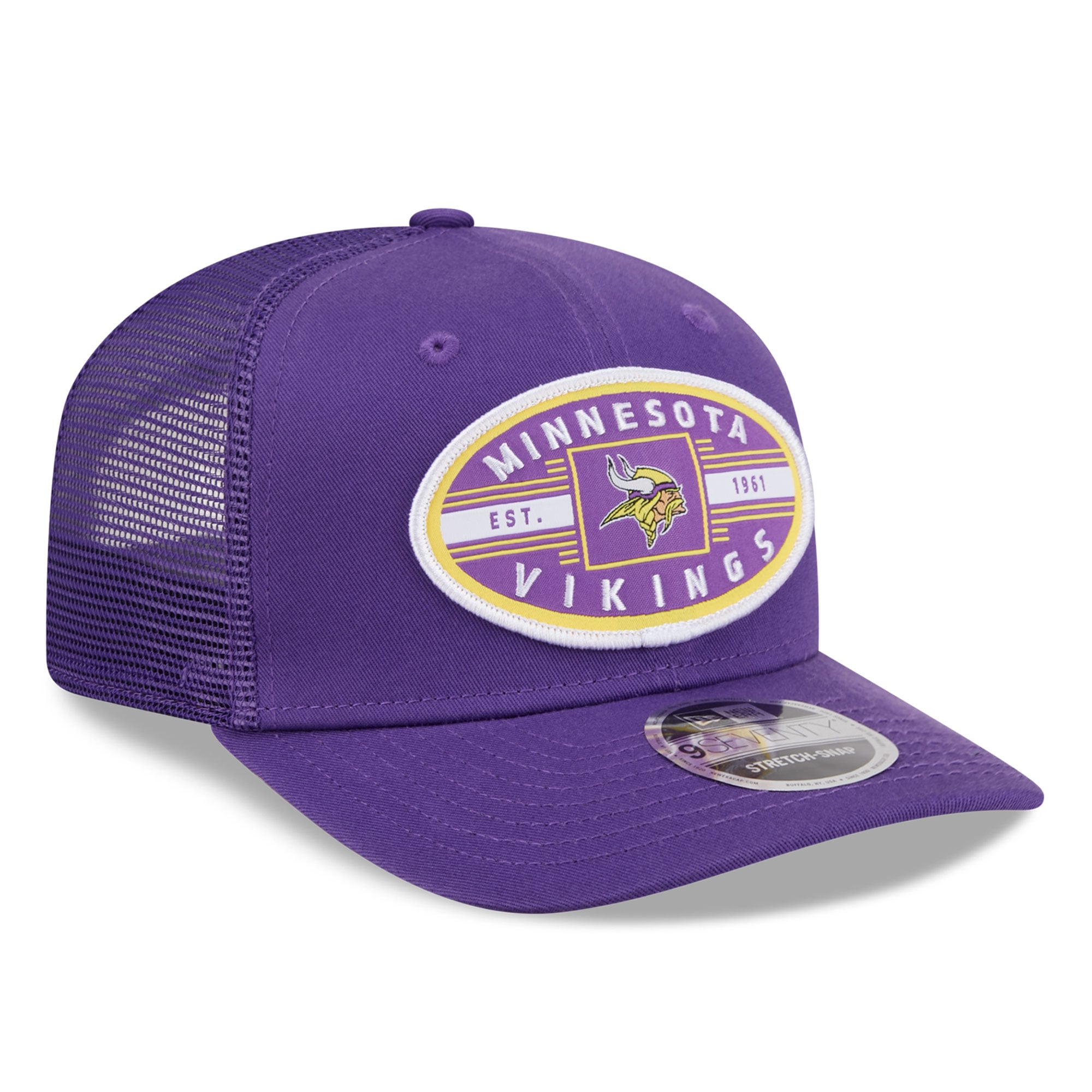 Casquette trucker New Era violette Minnesota Vikings Collegiate 9SEVENTY pour homme