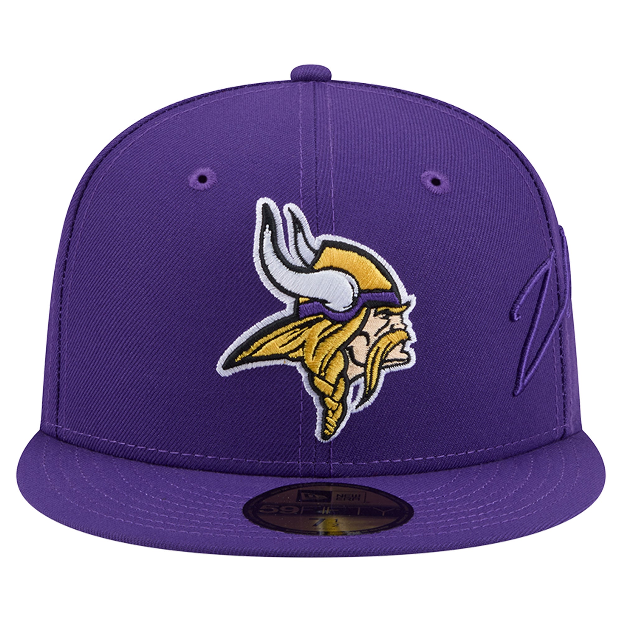 Casquette ajustée New Era 59FIFTY violette pour homme, logo Minnesota Vikings, inscription latérale