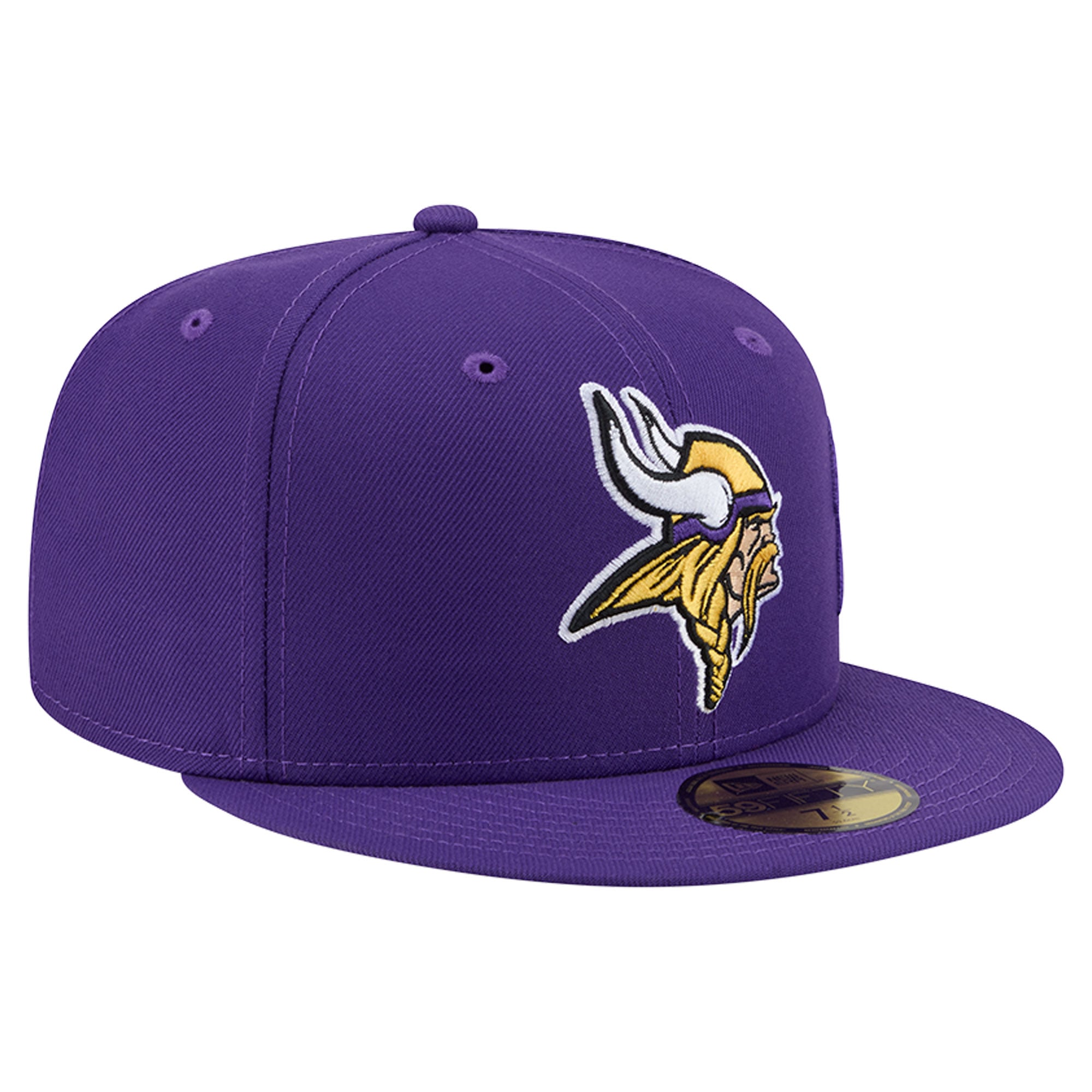 Casquette ajustée New Era 59FIFTY violette pour homme, logo Minnesota Vikings, inscription latérale