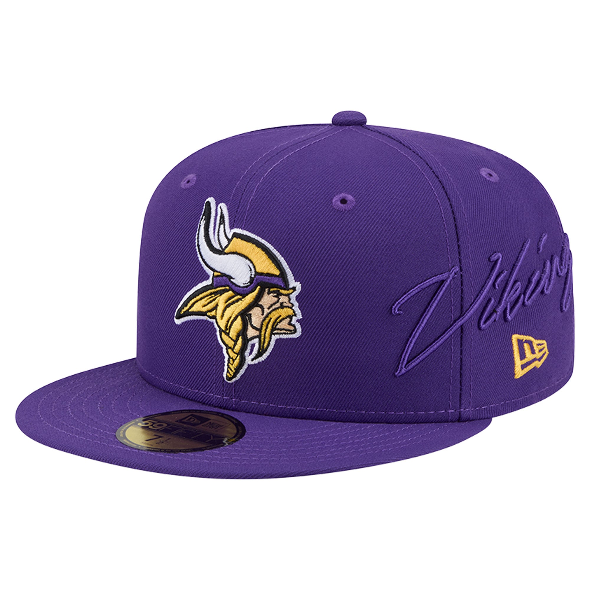 Casquette ajustée New Era 59FIFTY violette pour homme, logo Minnesota Vikings, inscription latérale