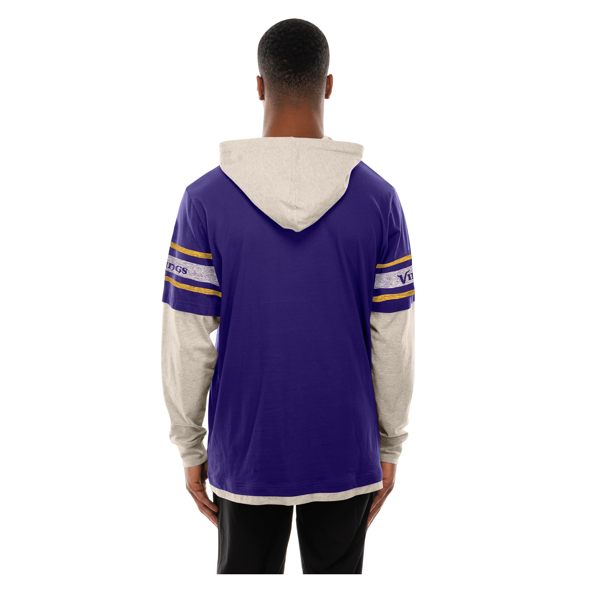 Men's New Era Purple Minnesota Vikings Twofer Layered Long Sleeve Hooded T-Shirt
