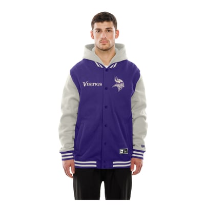 Minnesota Vikings New Era Full-Snap Fleece Hooded Jacket - Purple/Cream