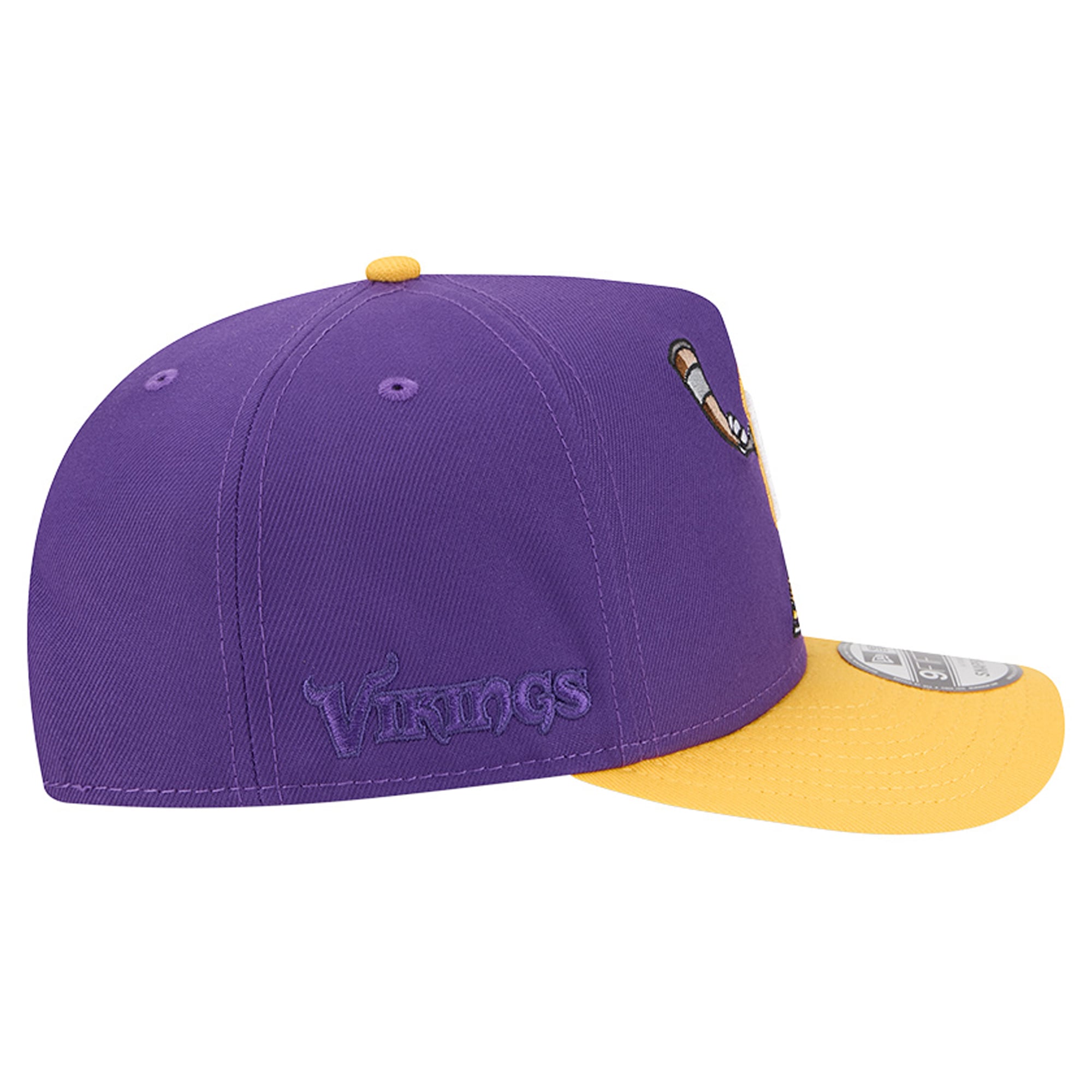 Men's New Era Purple/Gold Minnesota Vikings Cartoon A-Frame 9FIFTY Snapback Hat