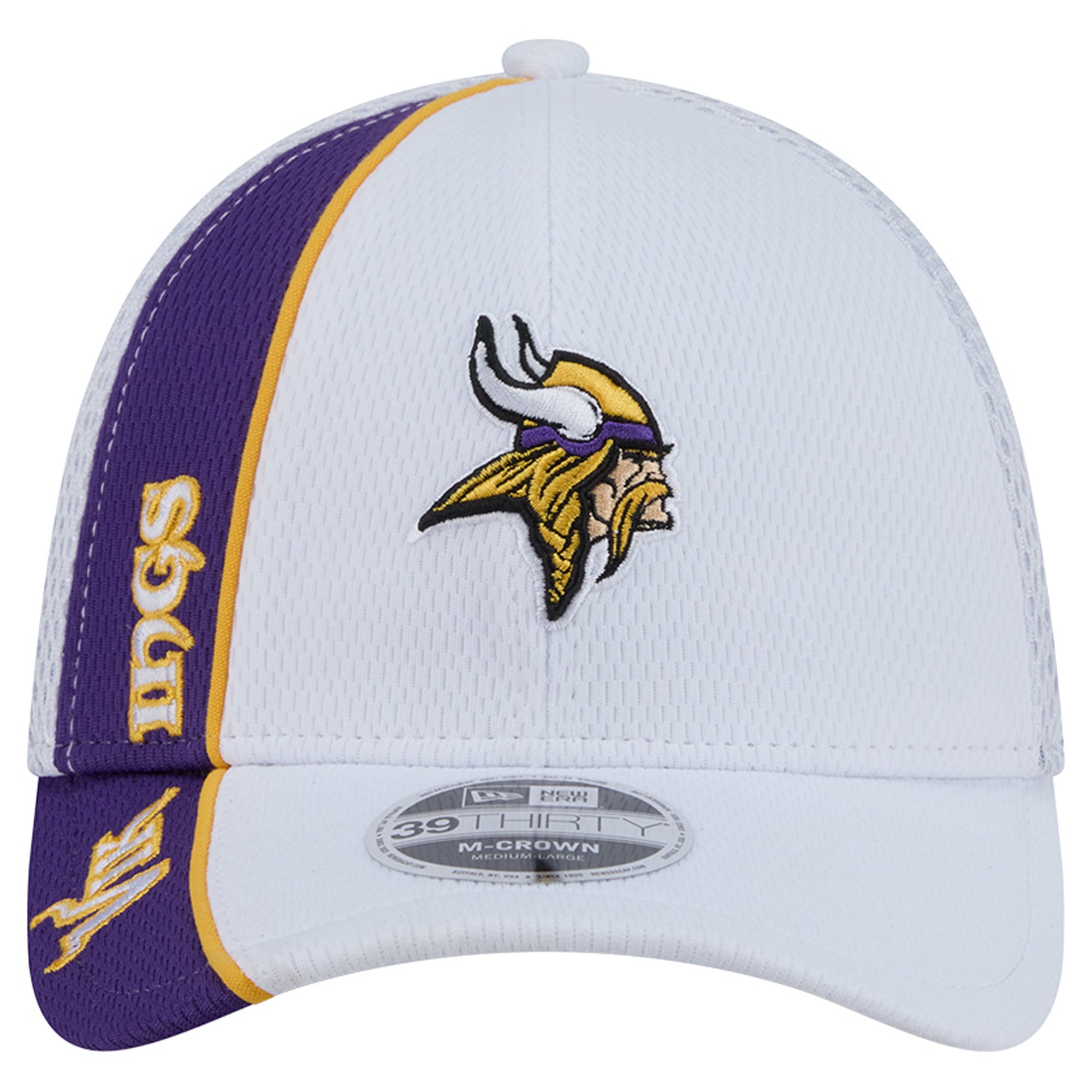 Casquette New Era blanche/violette Minnesota Vikings Dash 39THIRTY M-Crown Flex pour homme