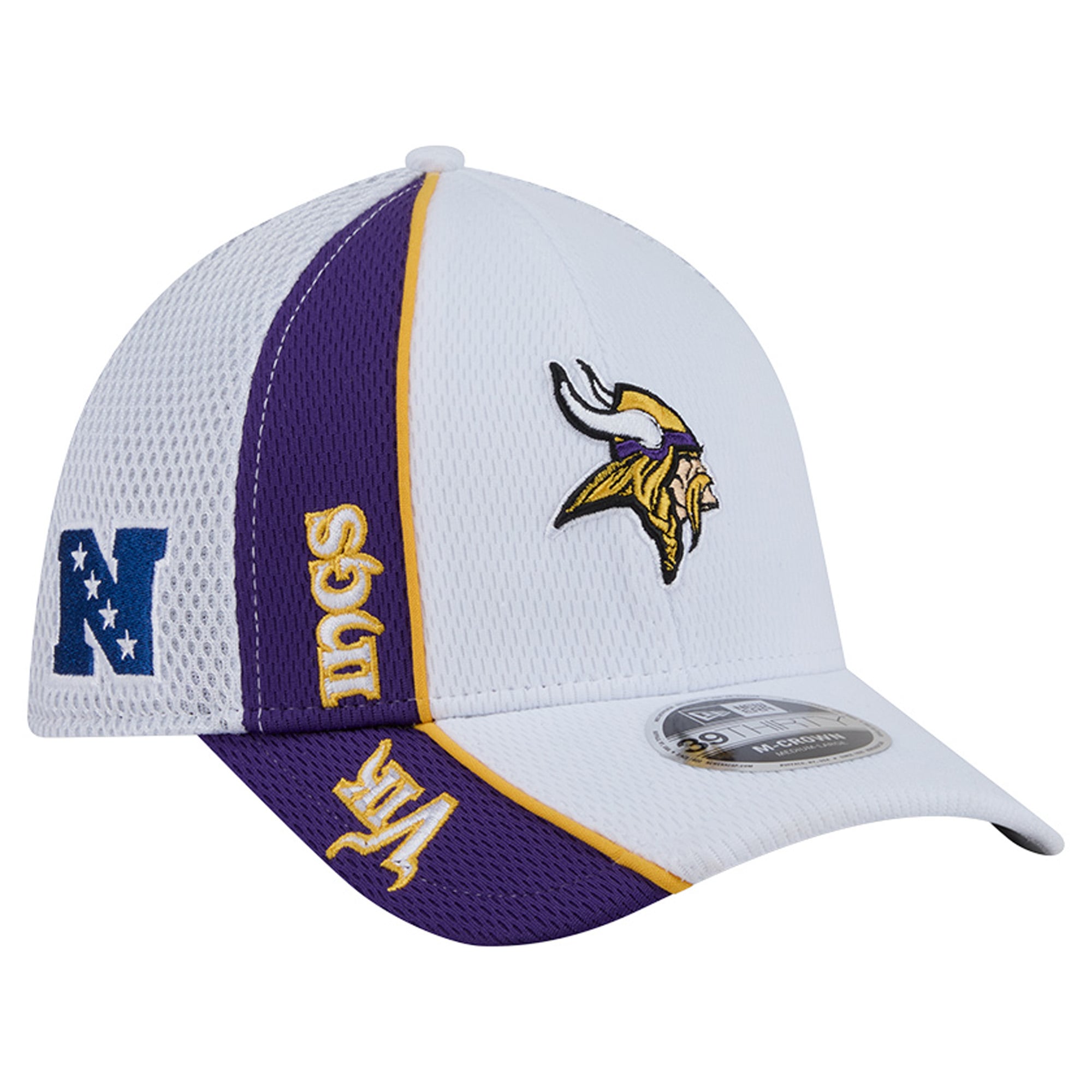 Casquette New Era blanche/violette Minnesota Vikings Dash 39THIRTY M-Crown Flex pour homme