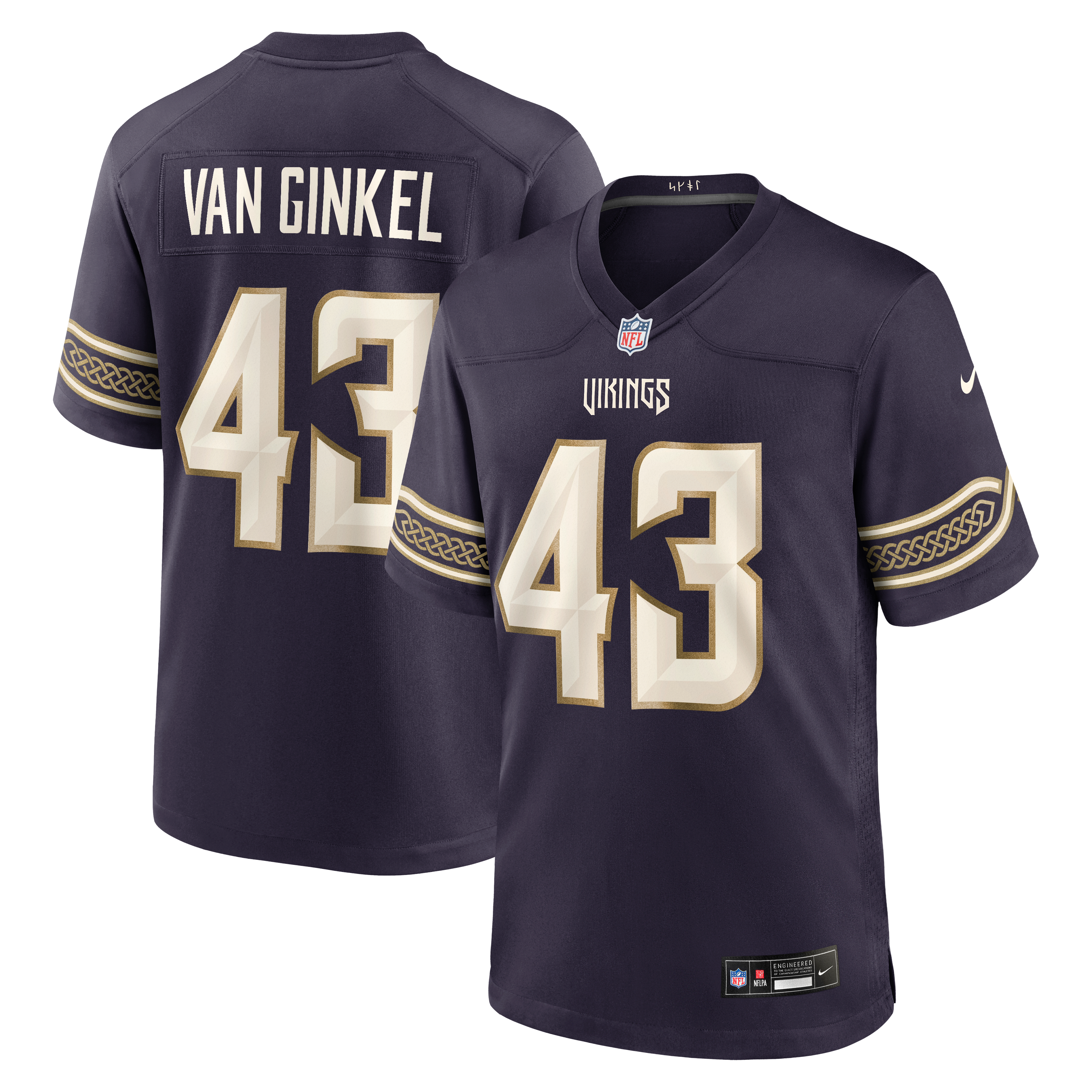 Men's Nike Andrew Van Ginkel Purple Minnesota Vikings 2026 Rivalries Collection Game Jersey