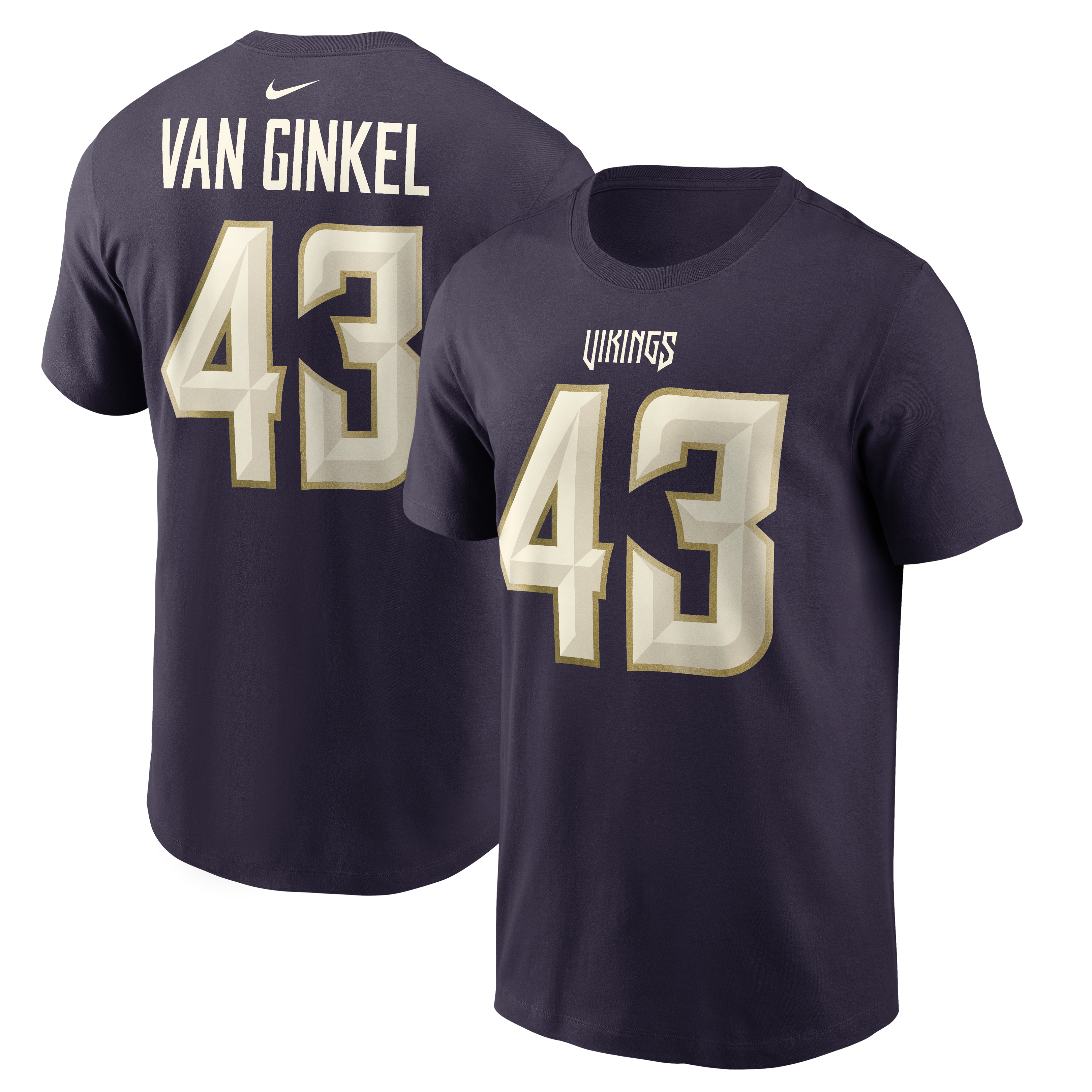 Men's Nike Andrew Van Ginkel Purple Minnesota Vikings 2026 Rivalries Collection Player Name & Number T-Shirt