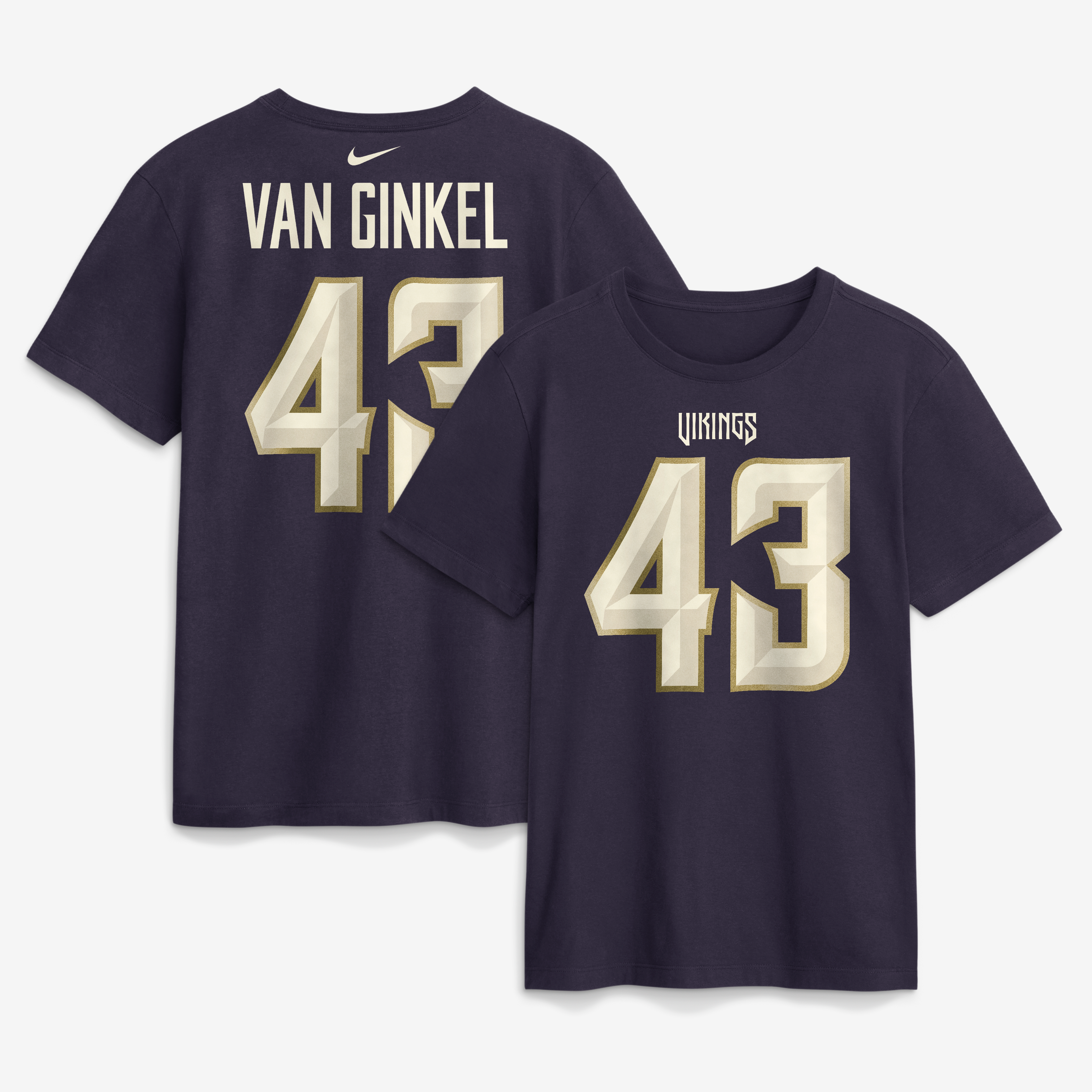 Men's Nike Andrew Van Ginkel Purple Minnesota Vikings 2026 Rivalries Collection Player Name & Number T-Shirt