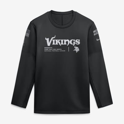  Minnesota Vikings Nike 2026 Salute to Service Sideline Coaches Crewneck Therma-FIT Sweatshirt - Black