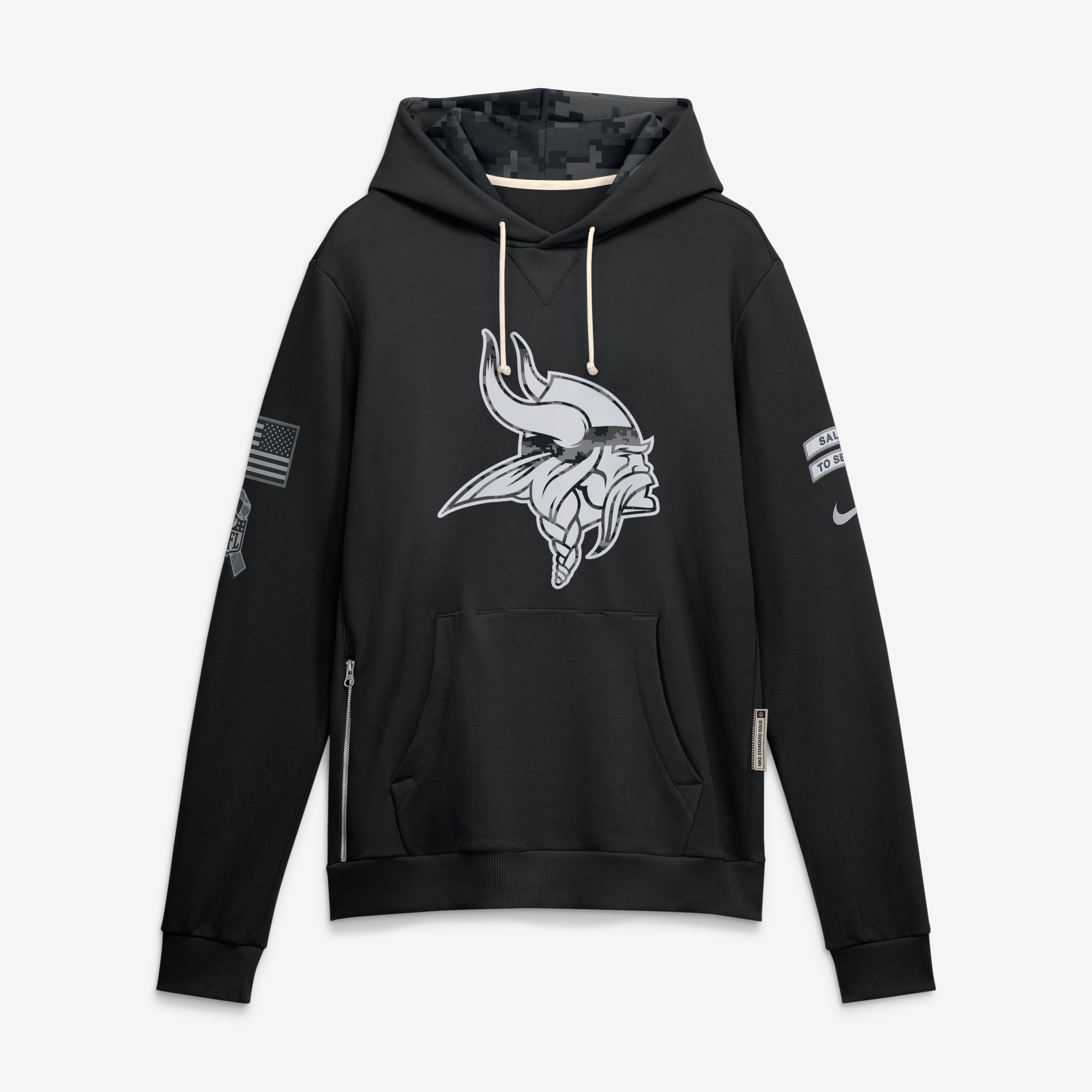 Sweat à capuche Nike Dri-FIT noir Minnesota Vikings 2026 Salute to Service pour homme