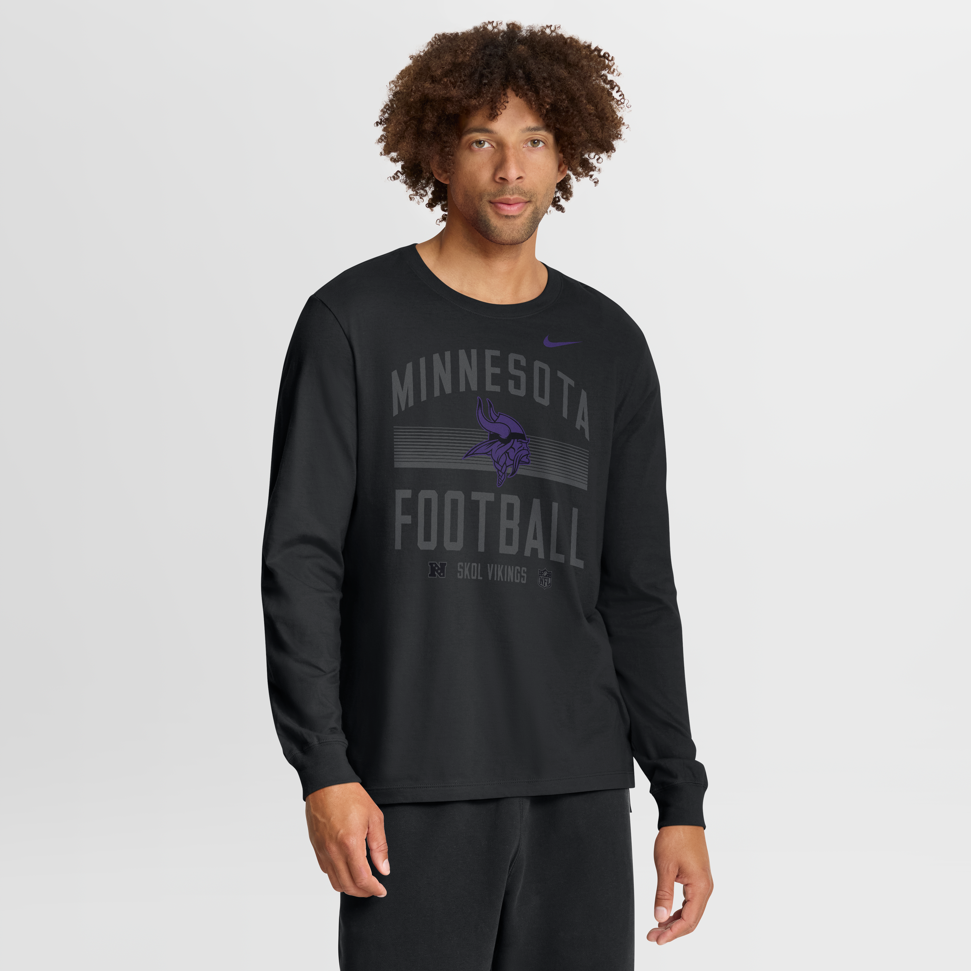 T-shirt à manches longues en coton essentiel Nike Minnesota Vikings noir pour homme