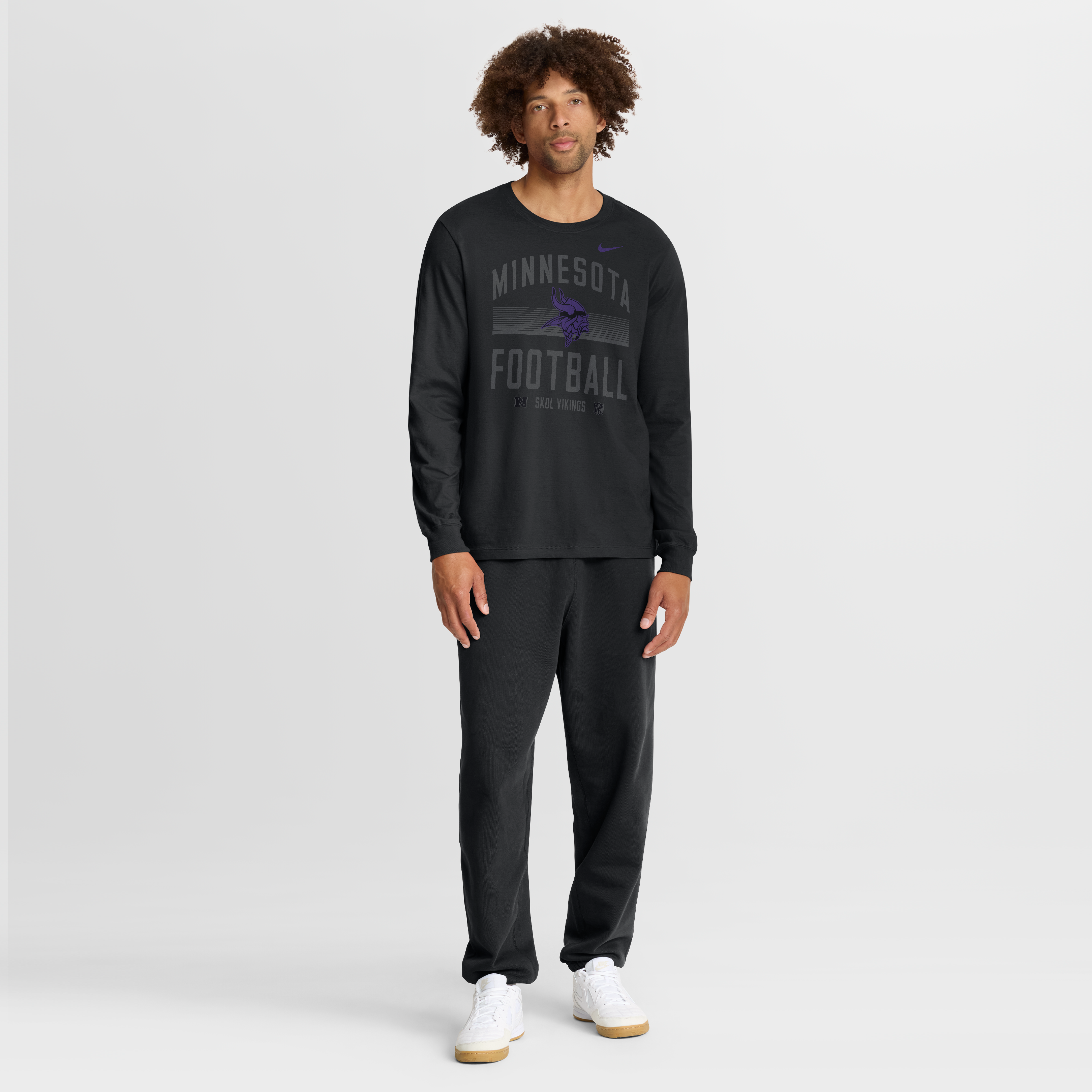 T-shirt à manches longues en coton essentiel Nike Minnesota Vikings noir pour homme