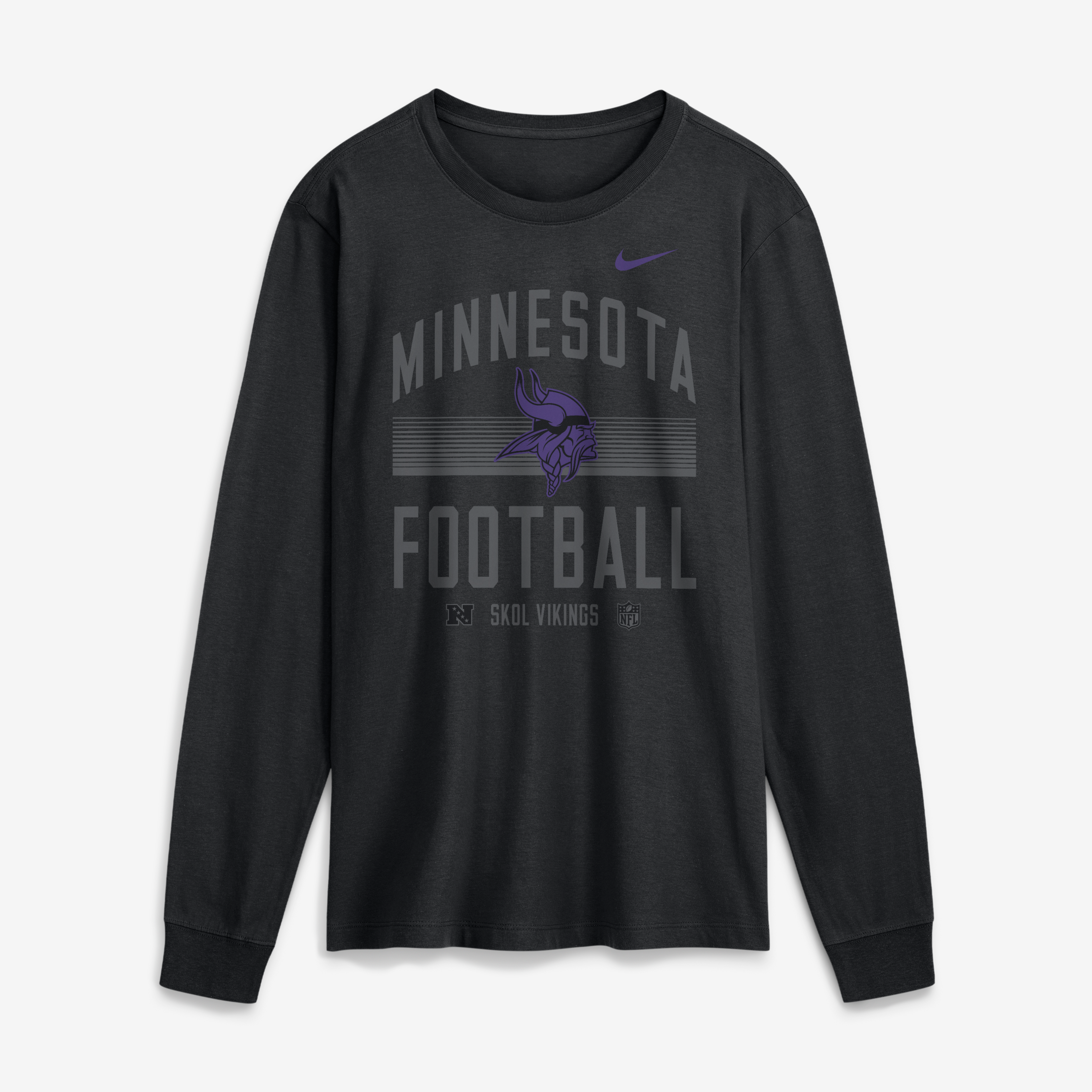 T-shirt à manches longues en coton essentiel Nike Minnesota Vikings noir pour homme