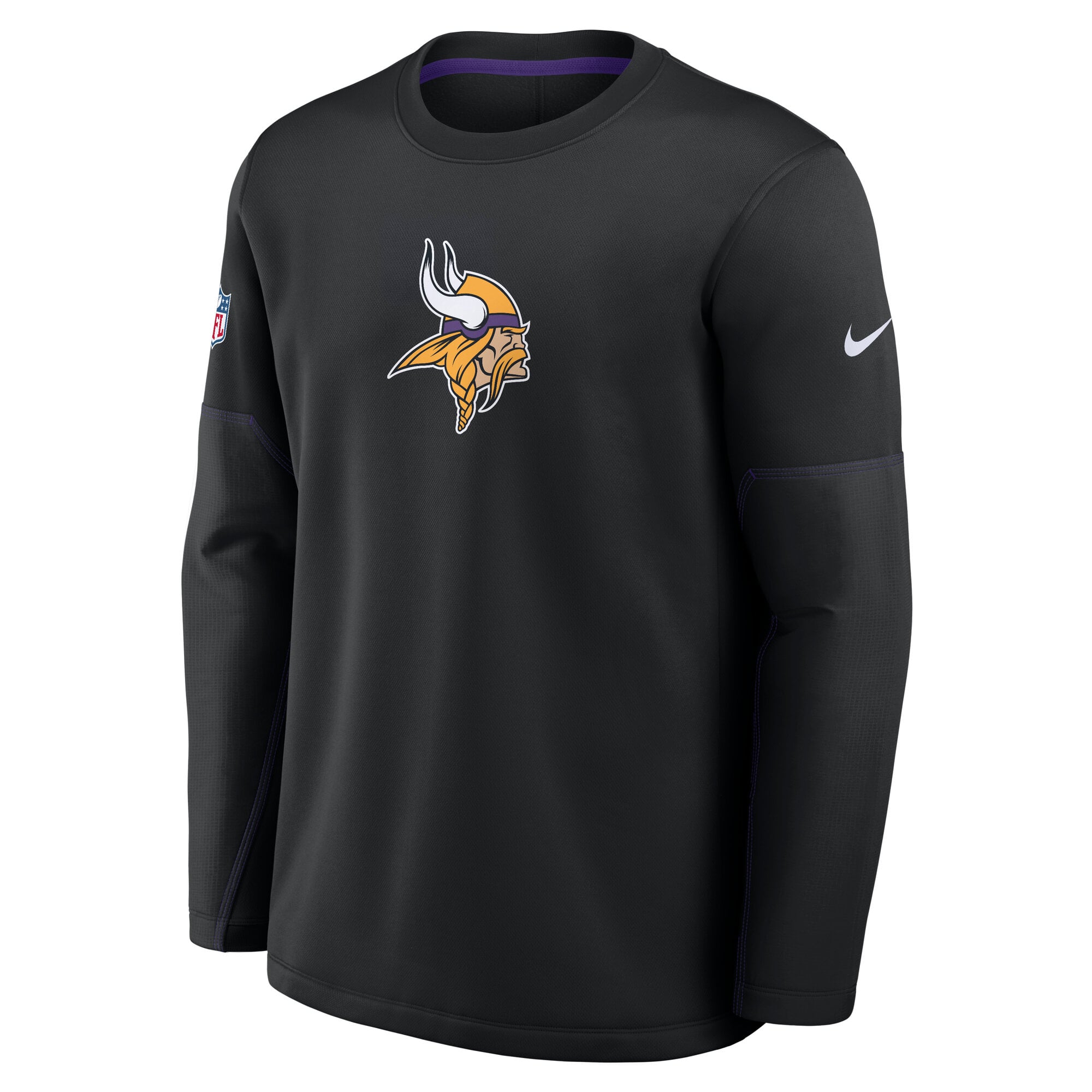 Men's Nike Black Minnesota Vikings Sideline Coaches Team Present Midweight Therma-FIT Sweatshirt
