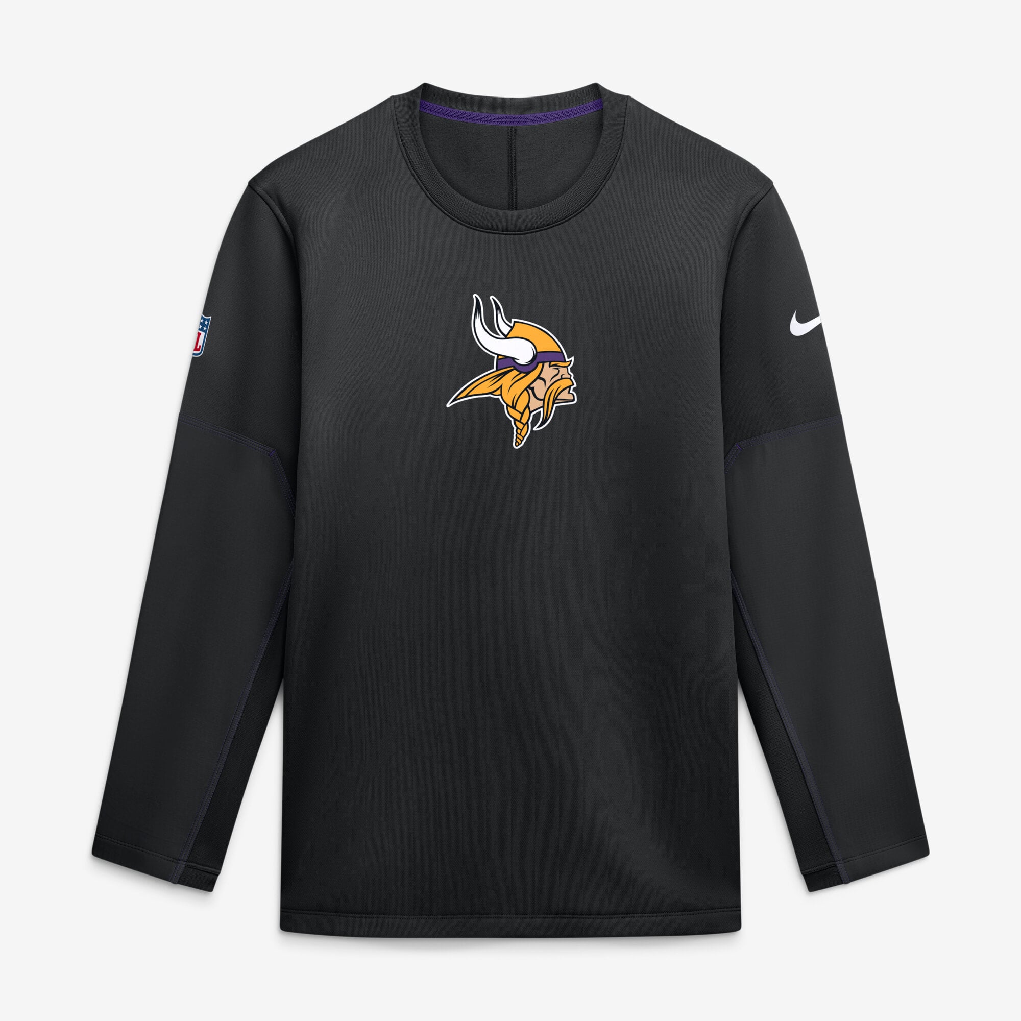 Men's Nike Black Minnesota Vikings Sideline Coaches Team Present Midweight Therma-FIT Sweatshirt
