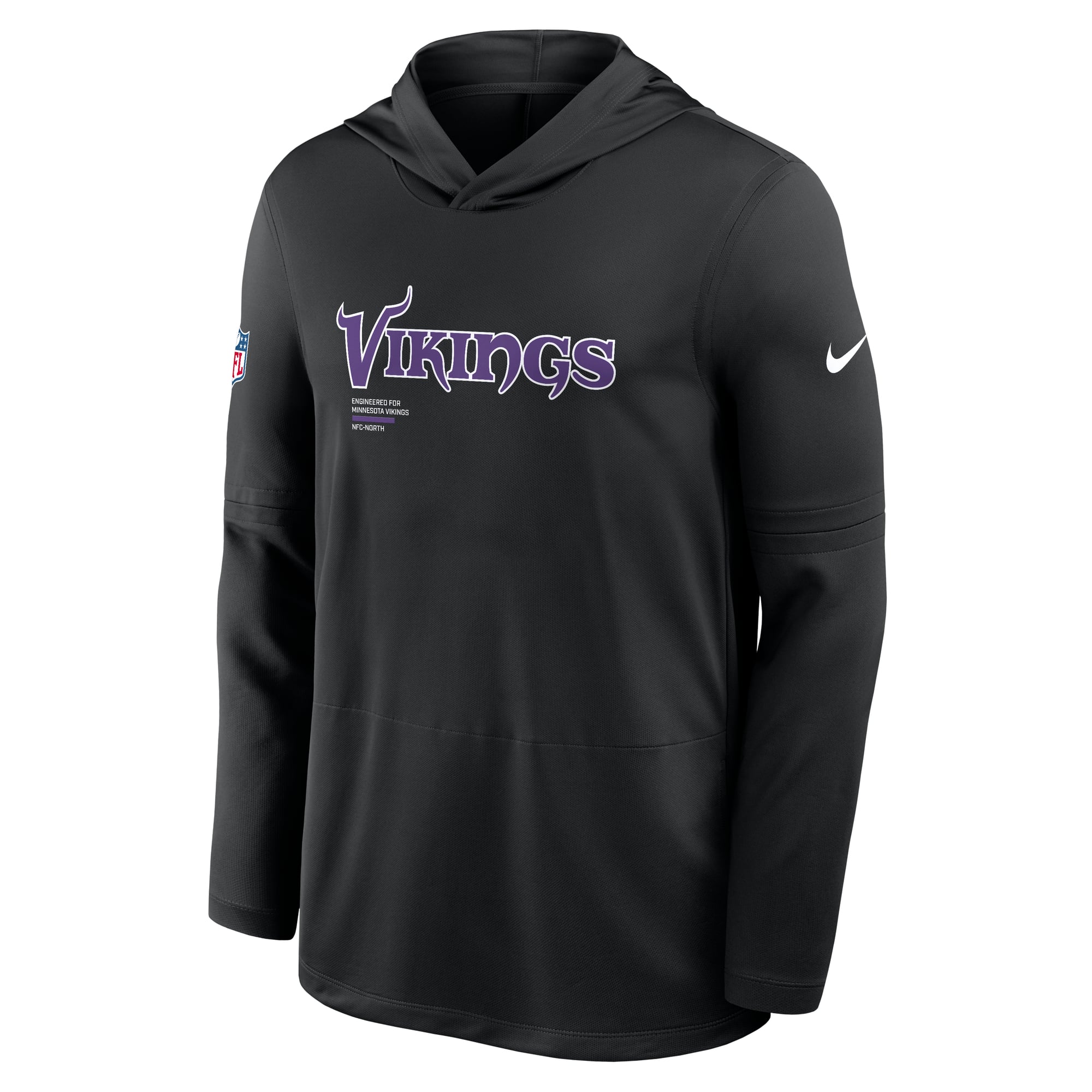 Men's Nike Minnesota Vikings Sideline Pure Fury Dri-FIT Long Sleeve Hooded T-Shirt