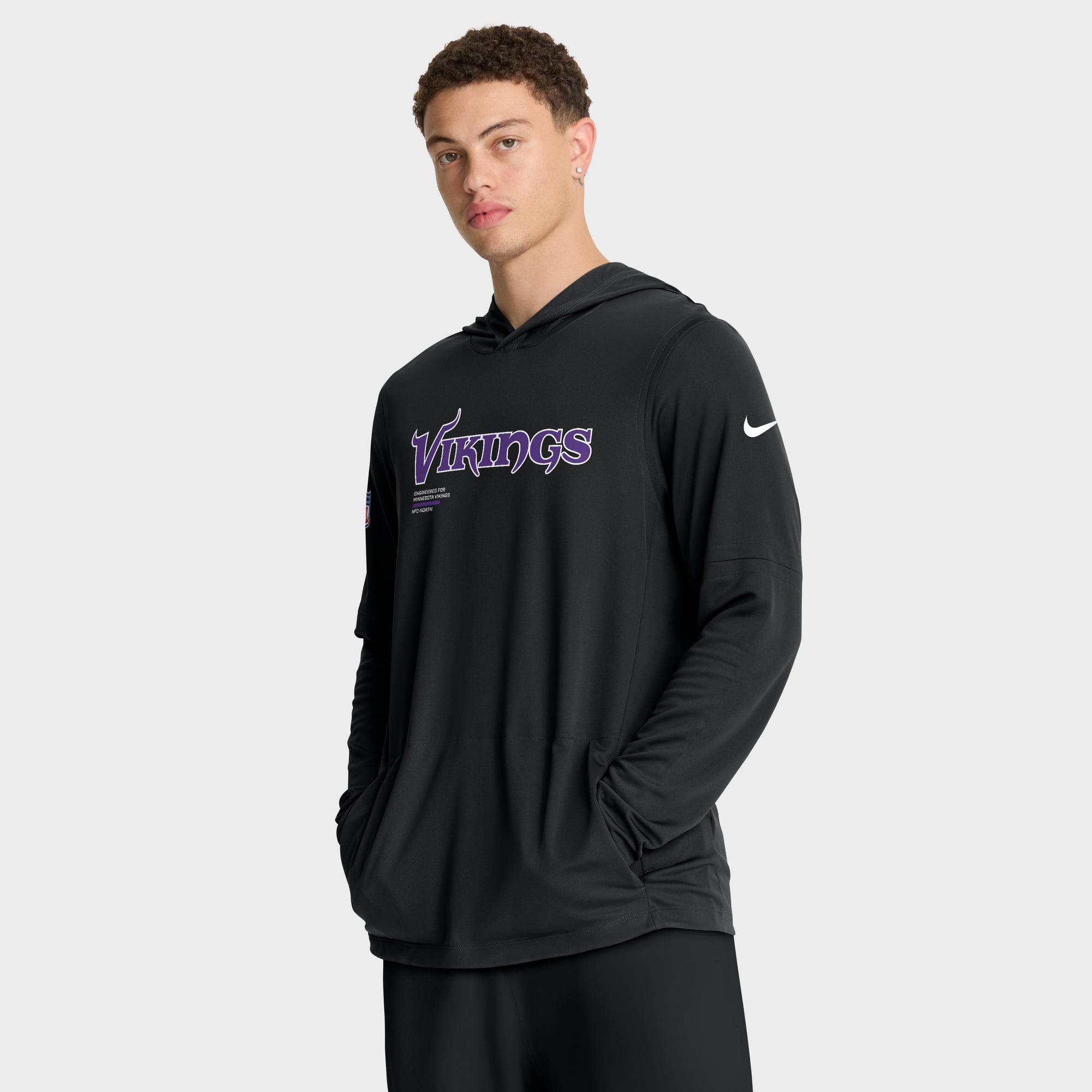 Men's Nike Minnesota Vikings Sideline Pure Fury Dri-FIT Long Sleeve Hooded T-Shirt
