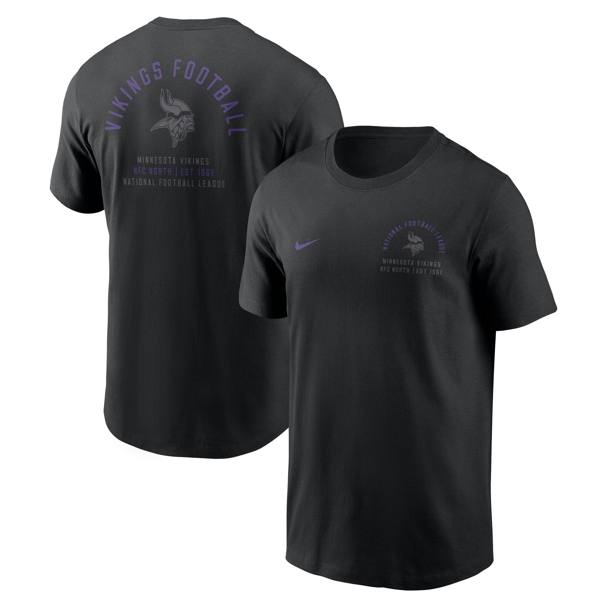T-shirt Nike noir pour homme, logo divisé des Vikings du Minnesota