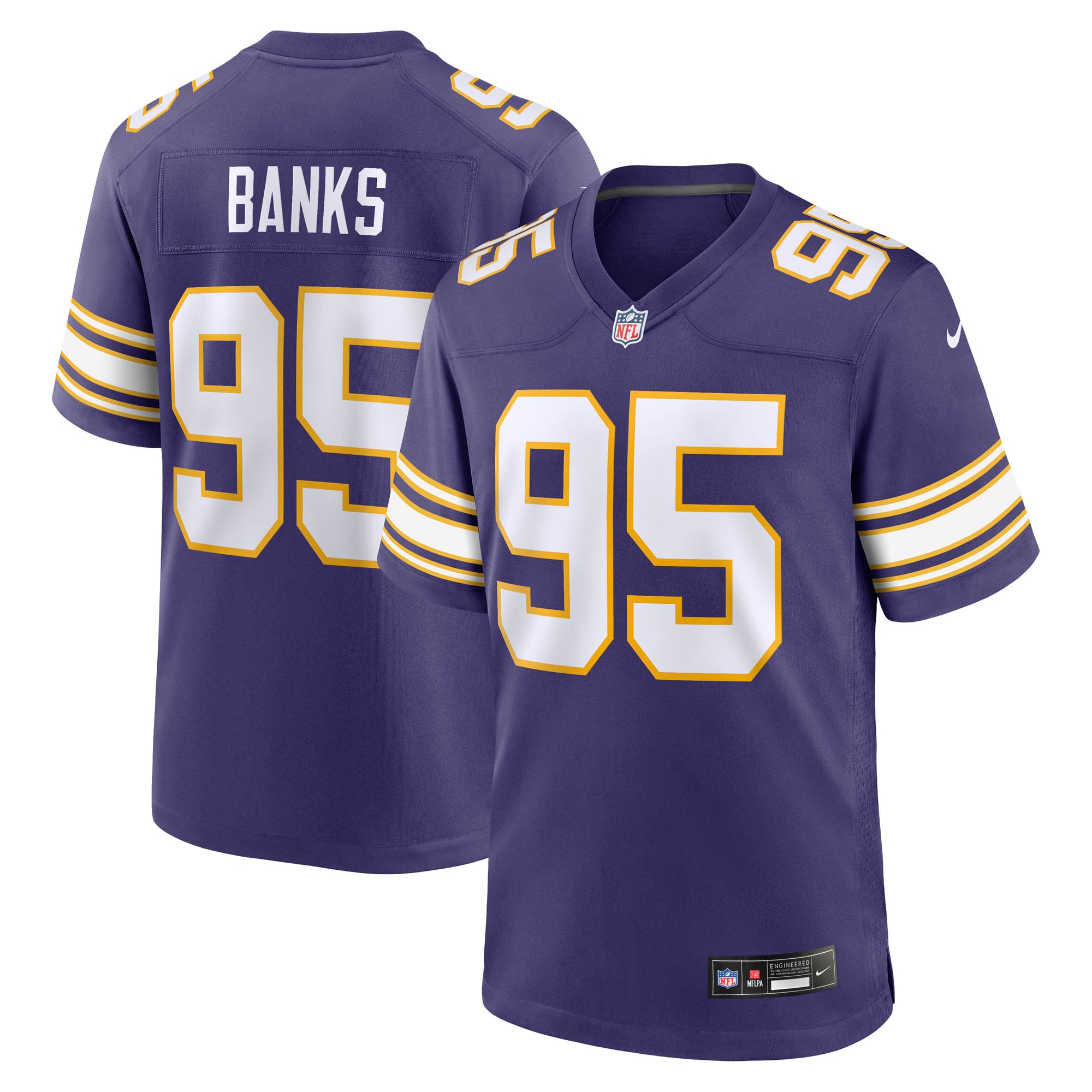 Maillot de match classique alternatif violet Nike Caleb Banks Minnesota Vikings pour homme