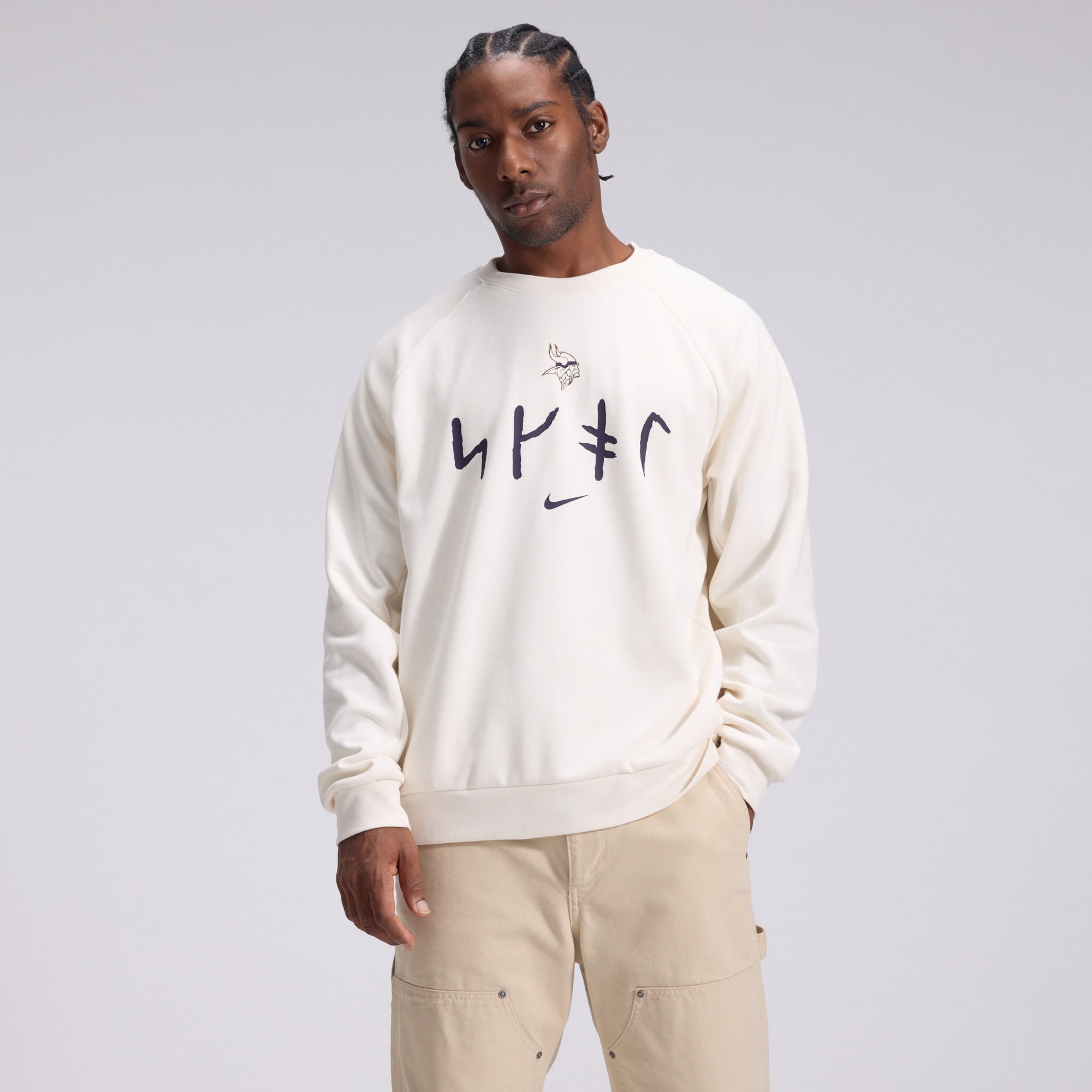 Sweat-shirt Nike Dri-FIT pour homme, coloris crème, collection Minnesota Vikings 2026 Rivalries