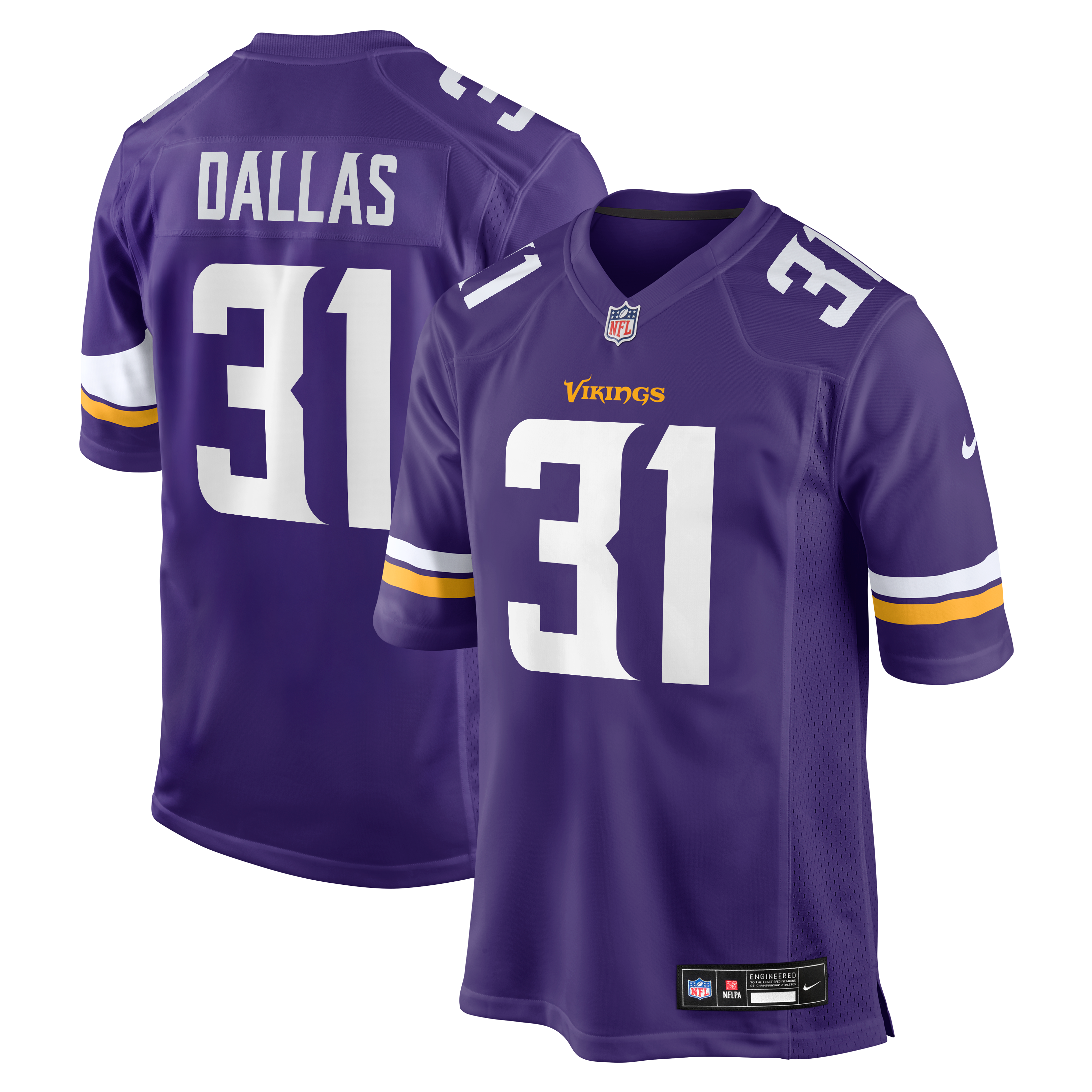 Maillot de match Nike DeeJay Dallas violet des Vikings du Minnesota pour homme