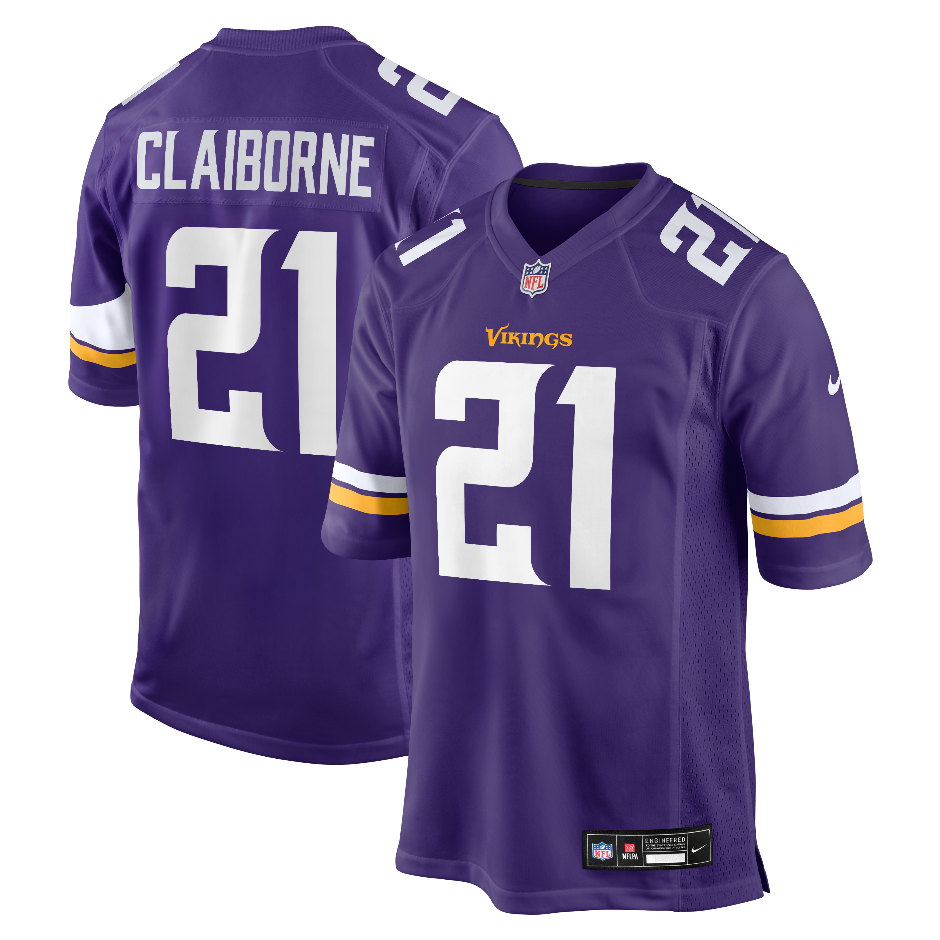 Maillot de match Nike Demond Claiborne violet pour homme, Minnesota Vikings