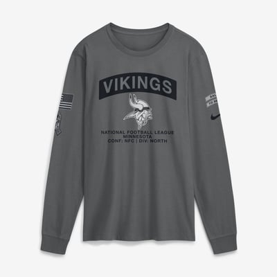  Minnesota Vikings Nike 2026 Salute to Service Long Sleeve T-Shirt - Gray