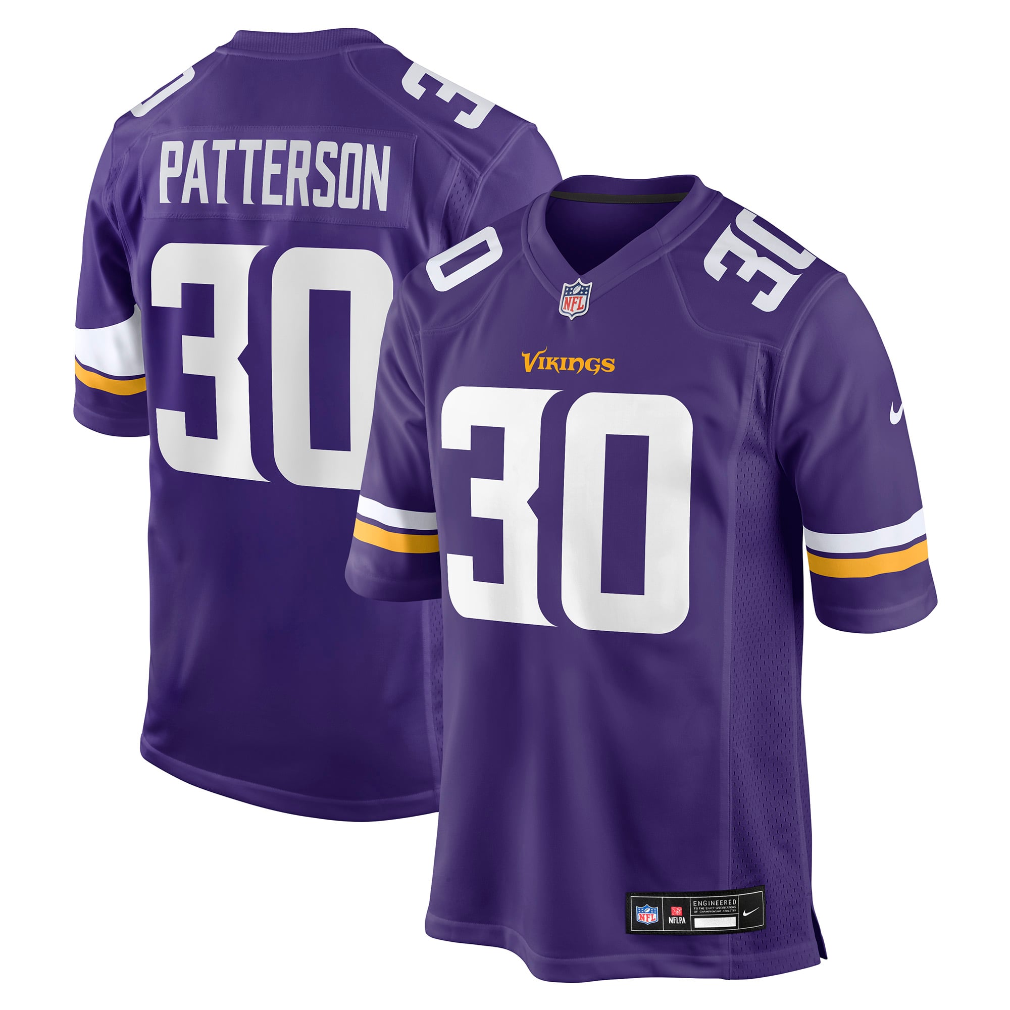 Maillot de match Nike Jaret Patterson violet des Vikings du Minnesota pour homme